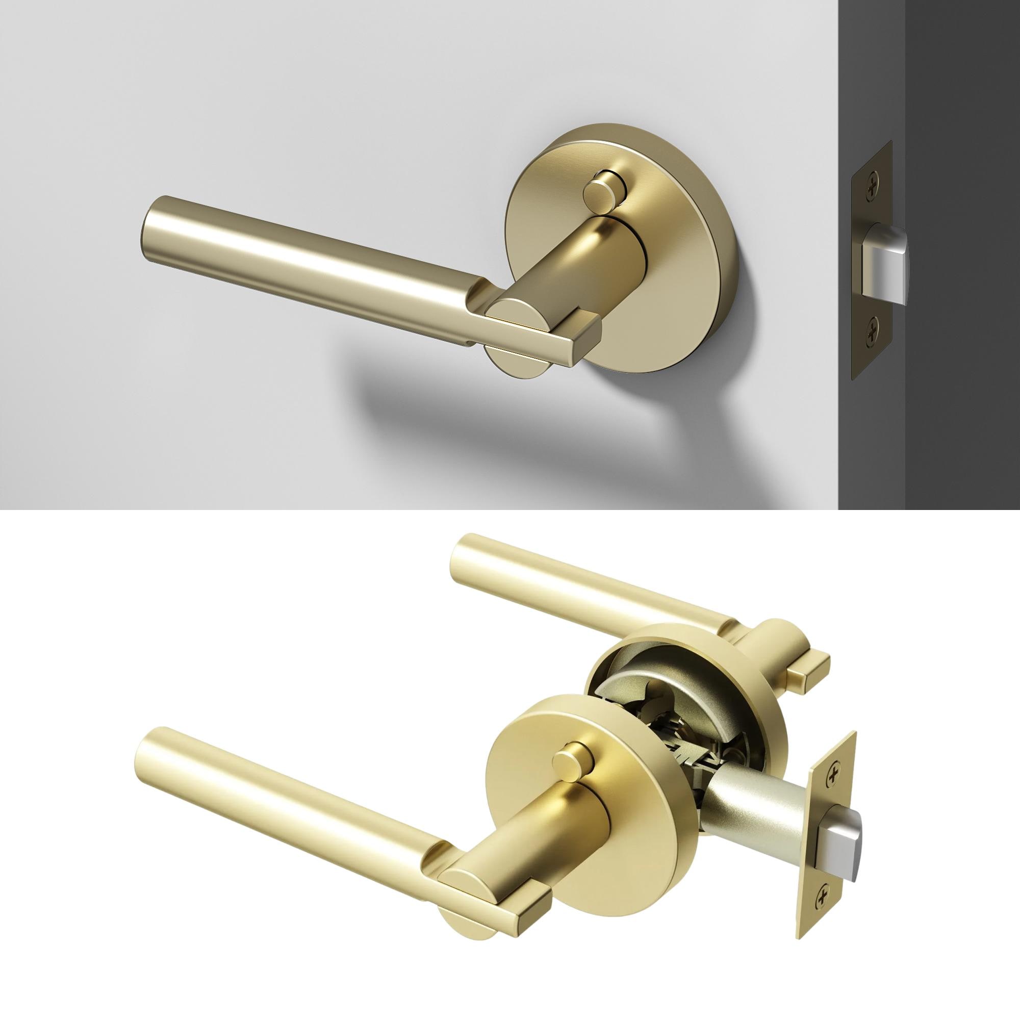 OKUN Terra Brushed Champagne Gold Interior or Bed/Bath Hall/Closet Privacy Door Handle