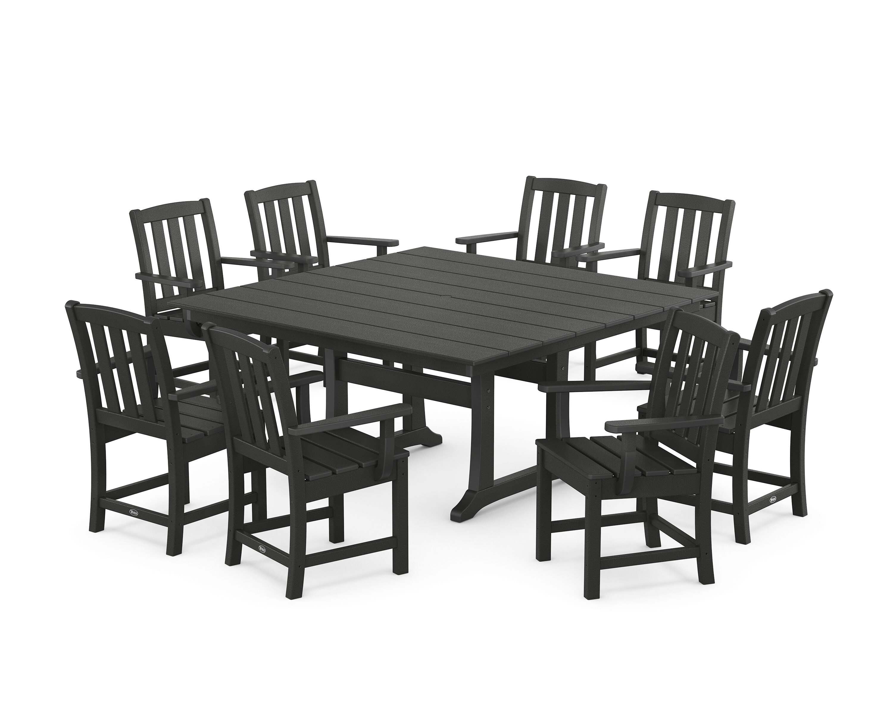 Trex Outdoor Furniture TXS2034-1-CB Cape Cod 9 -Piece Charcoal Black Patio Dining Set Plastic Square Table with 8 Stationary Chairs