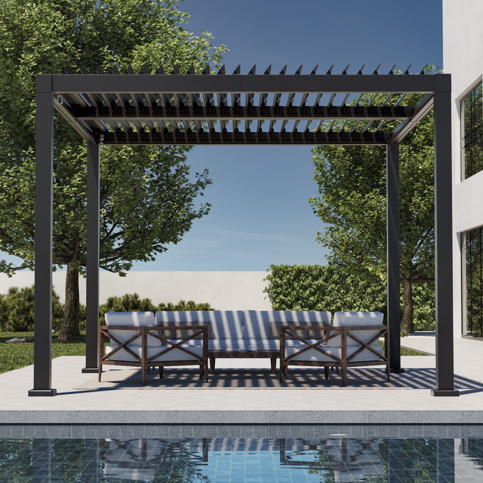 Sonkuki Pergola Skytop 10-ft W x 10-ft L x 7-ft 6-in H Grey