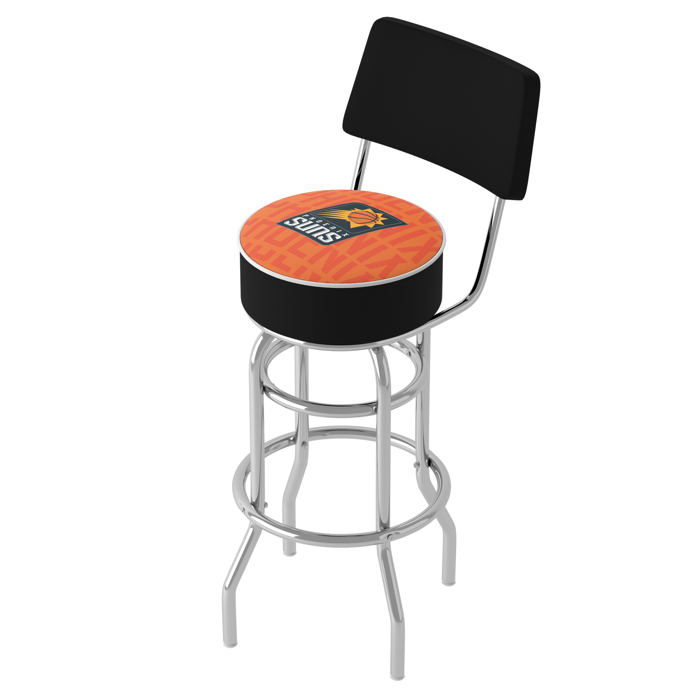 Trademark Gameroom NBA1100-PS3-TWN Phoenix Suns 31-in H Bar height (28-in to 33-in) Round Seat Upholstered Swivel Metal Back Bar Stool Back
