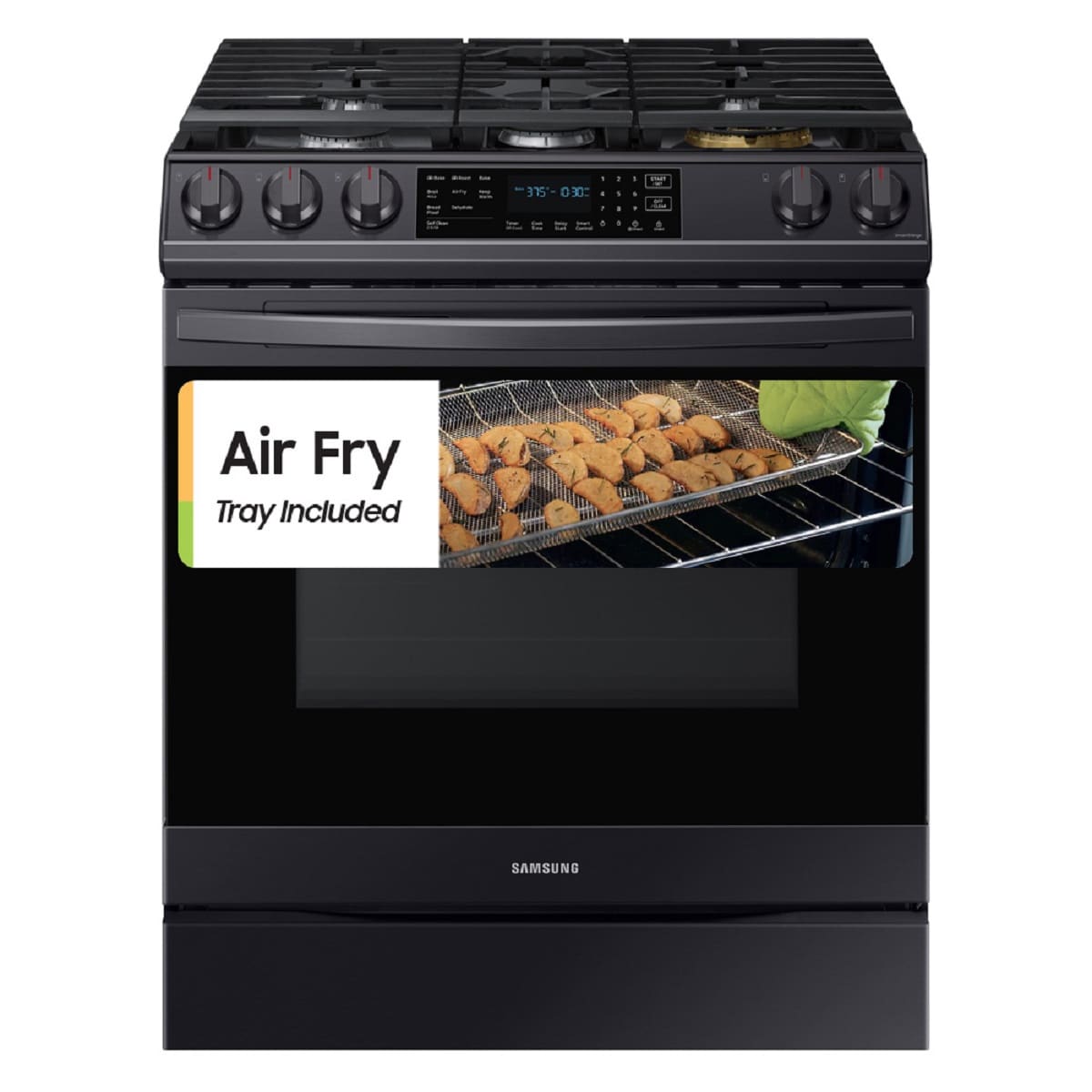 New Samsung 30-in 5 Burners 6-cu ft Self-Cleaning Air Fry