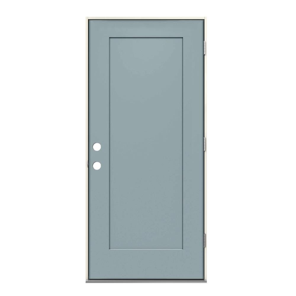 JELD-WEN LOWOLJW229900052 36-in x 80-in x 4-9/16-in Steel No glass Left-hand outswing Serenity Painted Prehung Front Door Insulating core