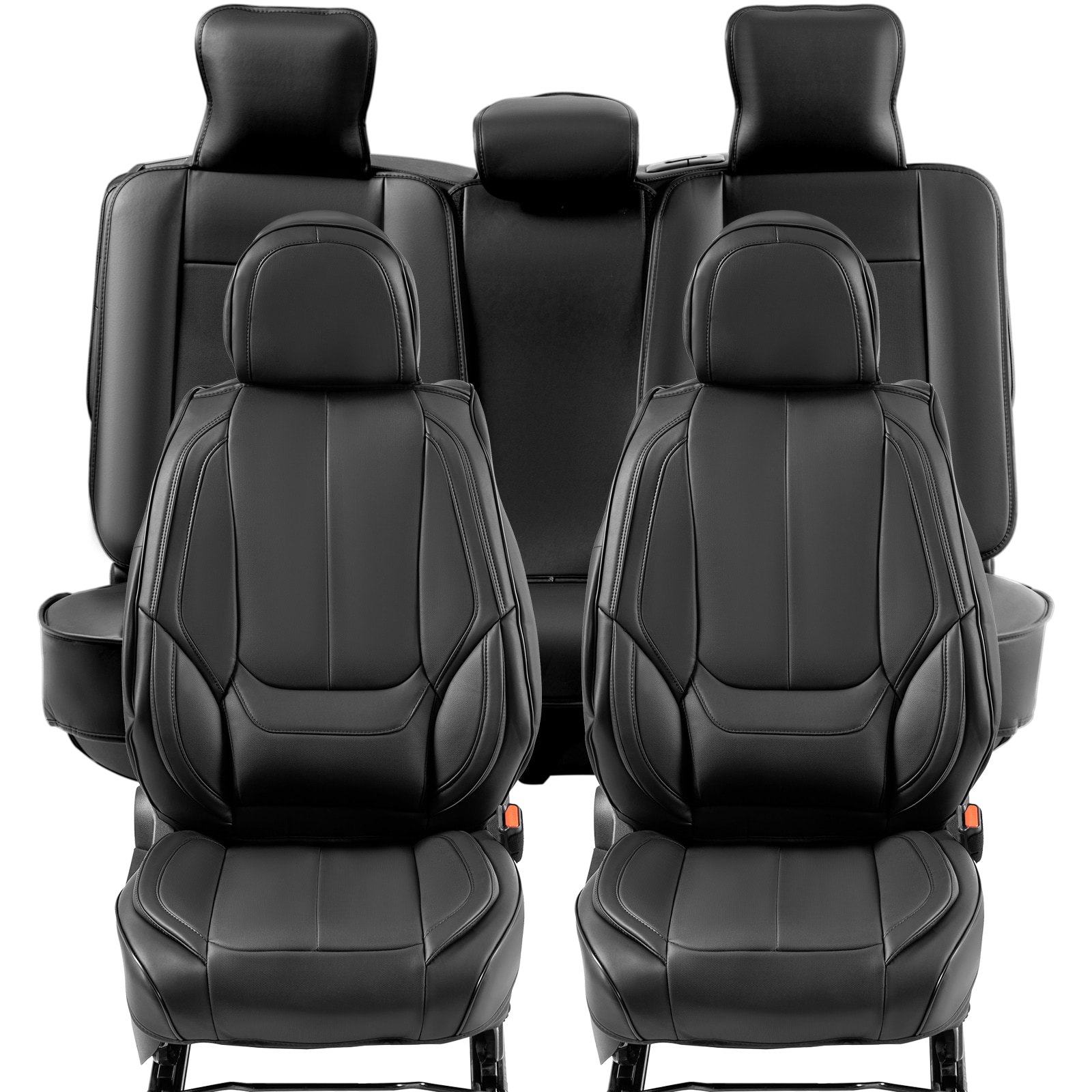 SKYSHALO ZTHSPGTDSTYXSX615V0 Seat Covers, Universal Car Seat Covers Full Set Seats, Front and Rear Seat, 13Pcs Faux Leather Seat Cover, Full Enclosed Design, Detachable Headrest and Airbag Compatible, For Most Car Suv Truck