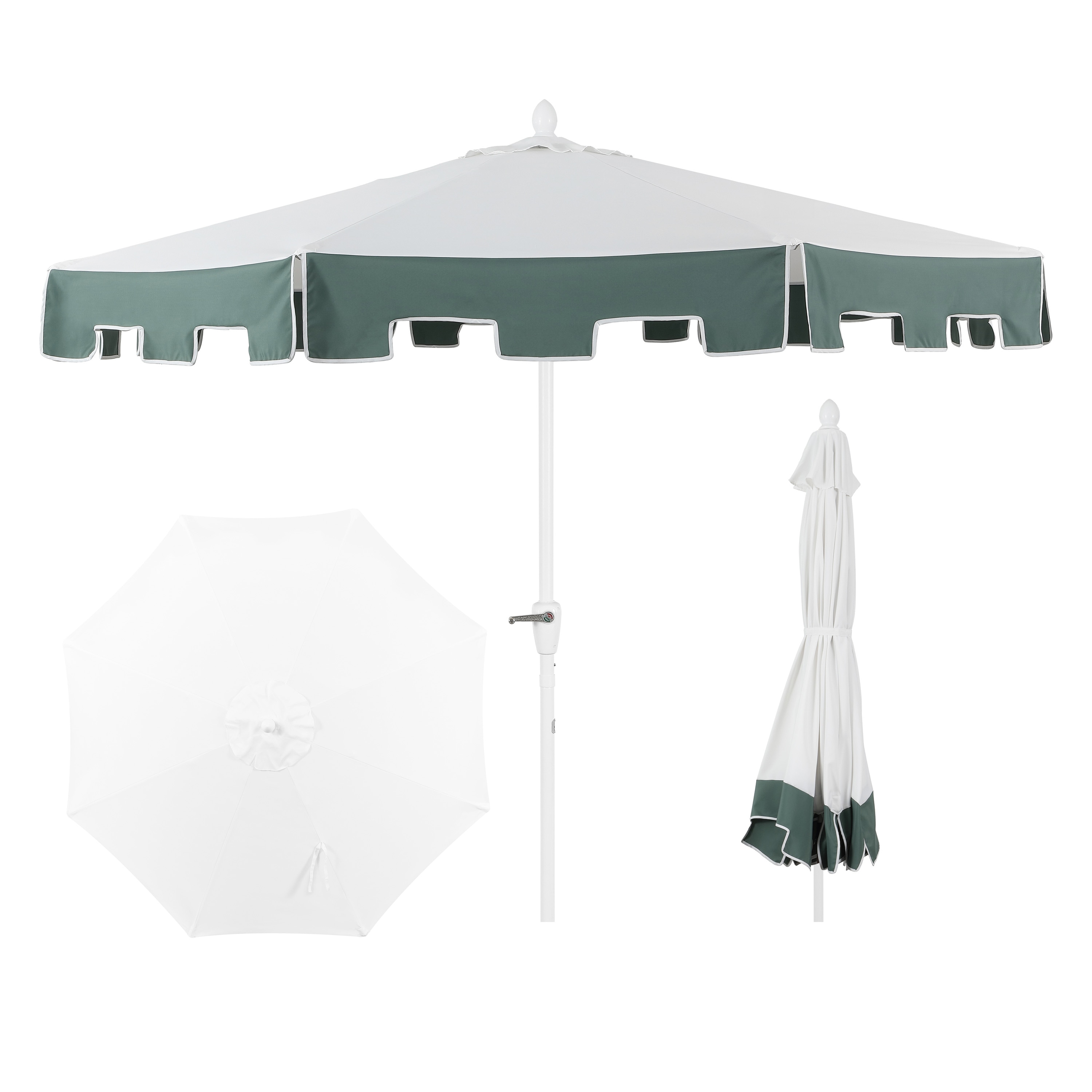 JONATHAN  Y UMB1000D 9-Feet Aluminum White Auto-tilt Market Patio Umbrella with Base