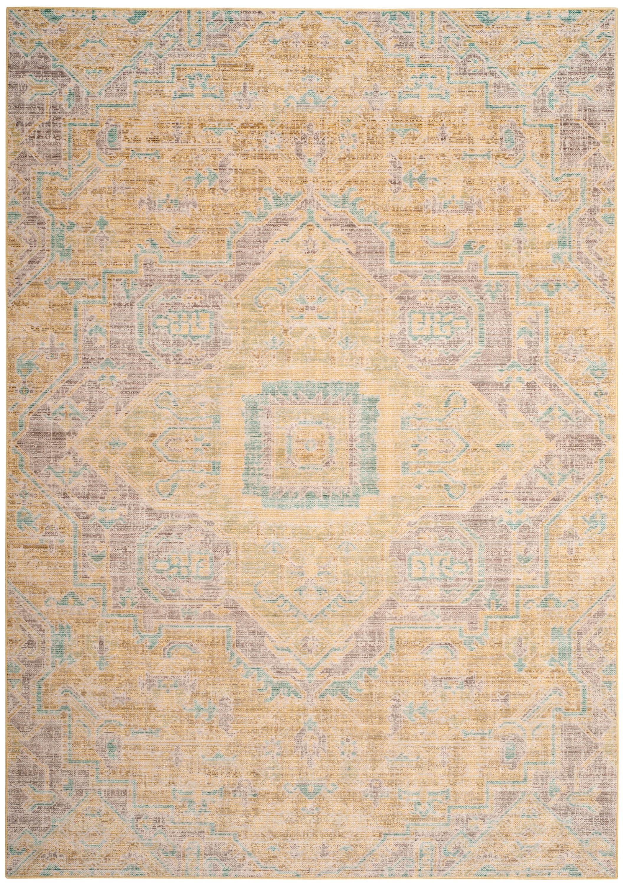 Safavieh WDS329E-3 Windsor Novin 3 x 5 (ft) Loomed Synthetic Light Gray/Lime Rectangular Indoor Floral/Botanical Throw rug