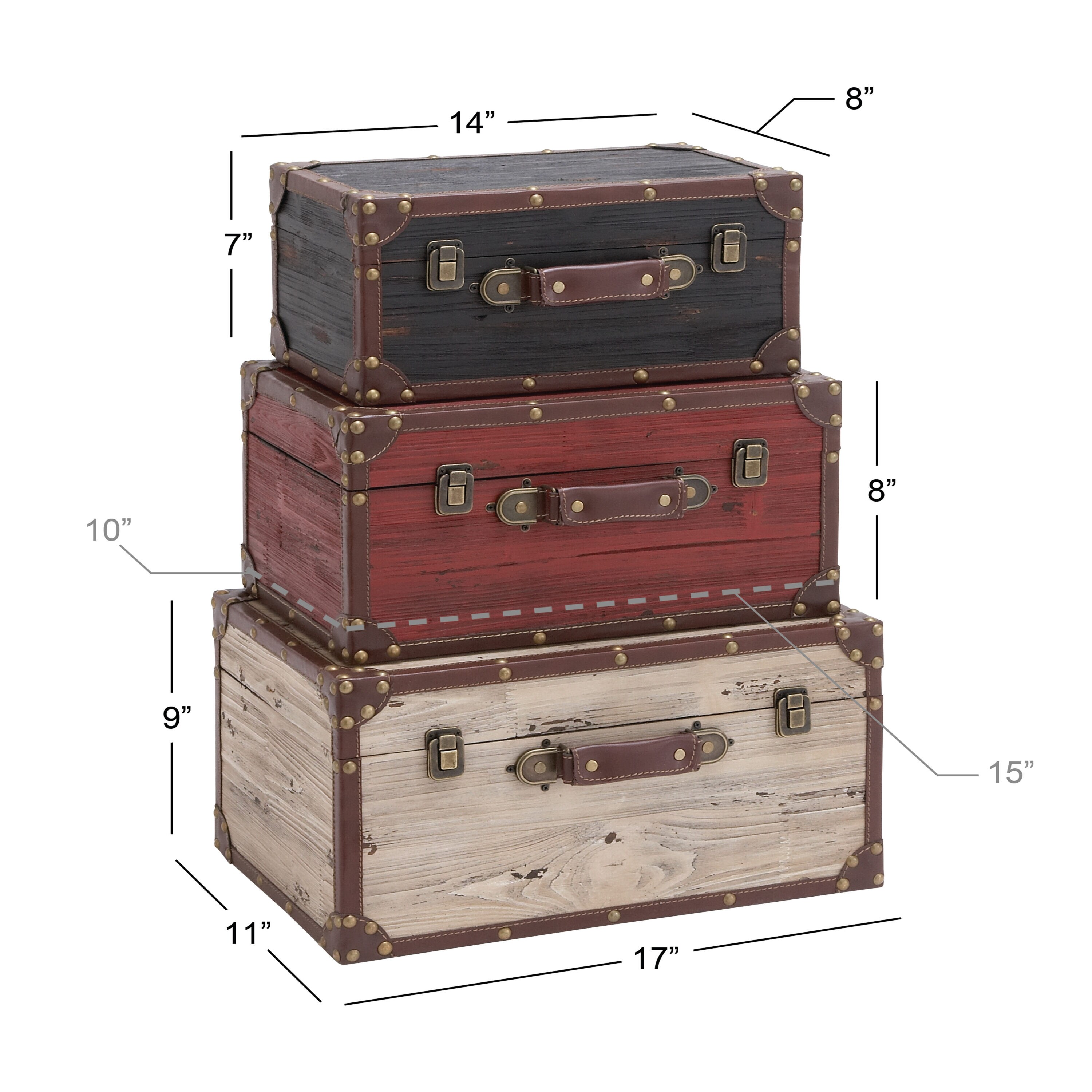 Vintiquewise 3-Colored Vintage Style Luggage Suitcase/Trunk, Set of 3