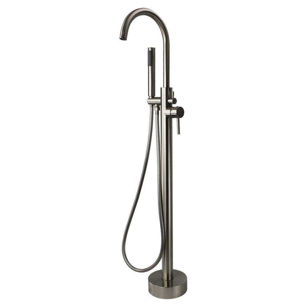 Transolid T4200-BN Peyton Brushed Nickel 1-handle Freestanding High-arc Bathtub Faucet with Hand Shower ( Valve Included )