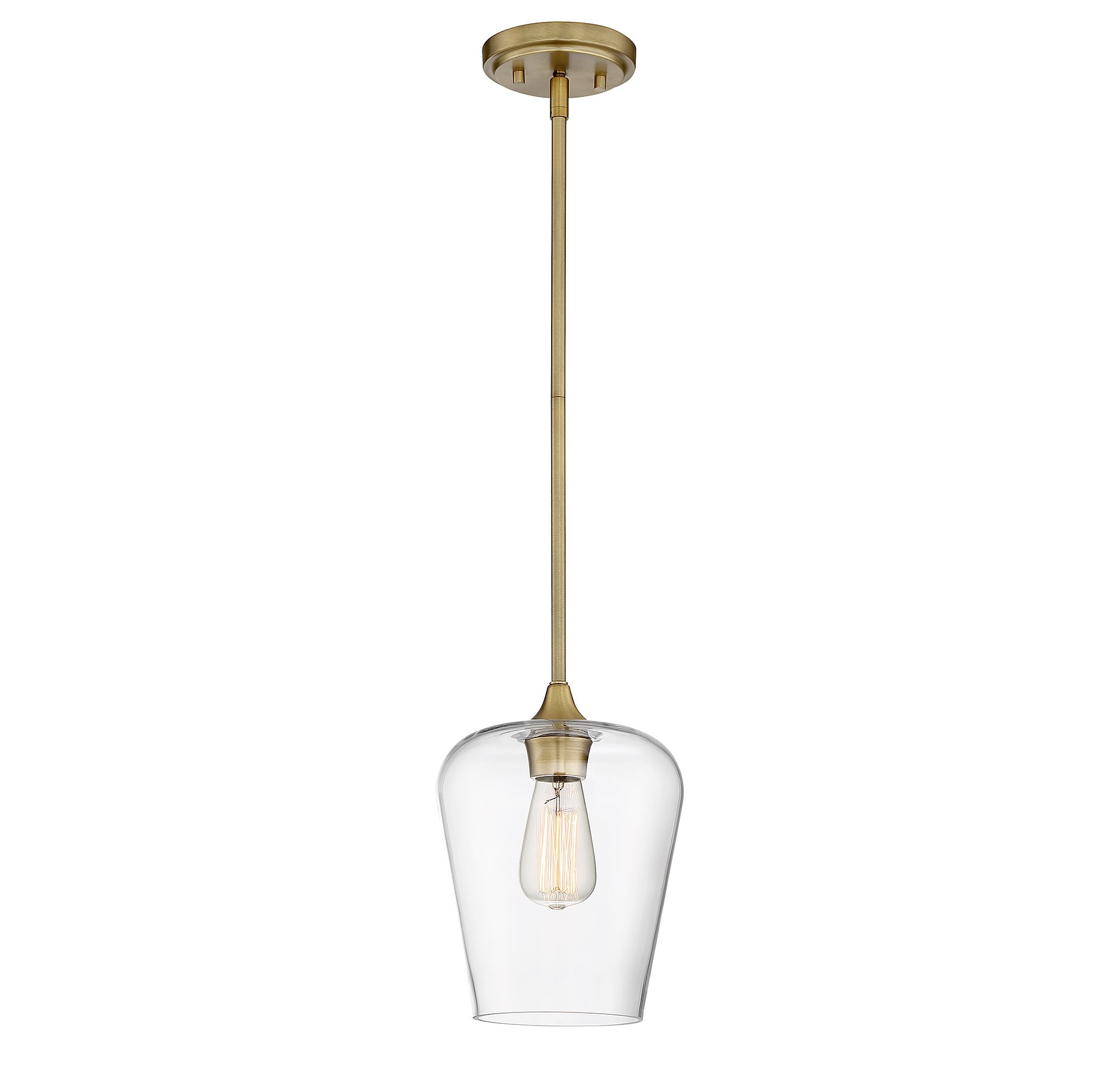 Octave Warm Brass Curved Glass Minimalist Pendant Light