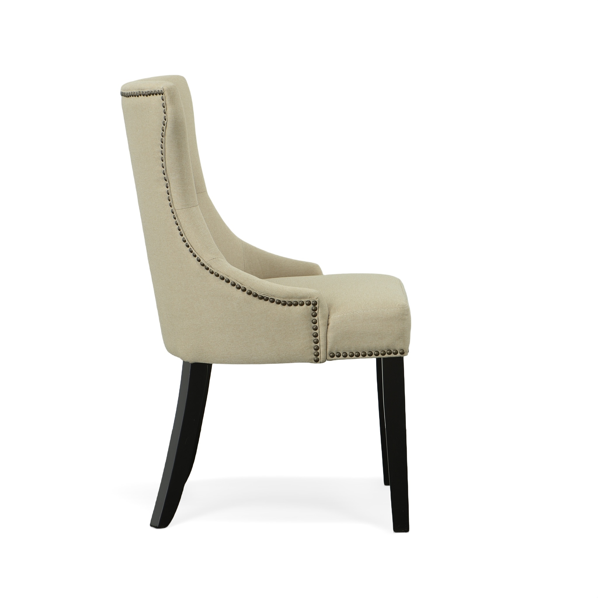 Julia Espresso Cream Linen High-Back Upholstered Side Chair