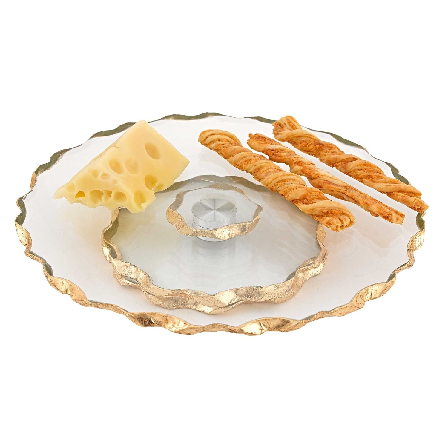 HomeRoots 4000375756 4-in x 13-in Gold Round Serving tray