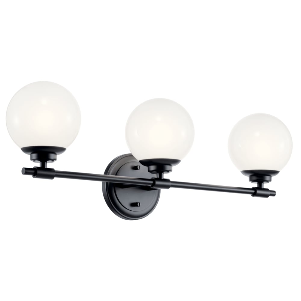 Kichler 55172BK Benno 24.5-in 3 -Light Black Industrial Vanity light