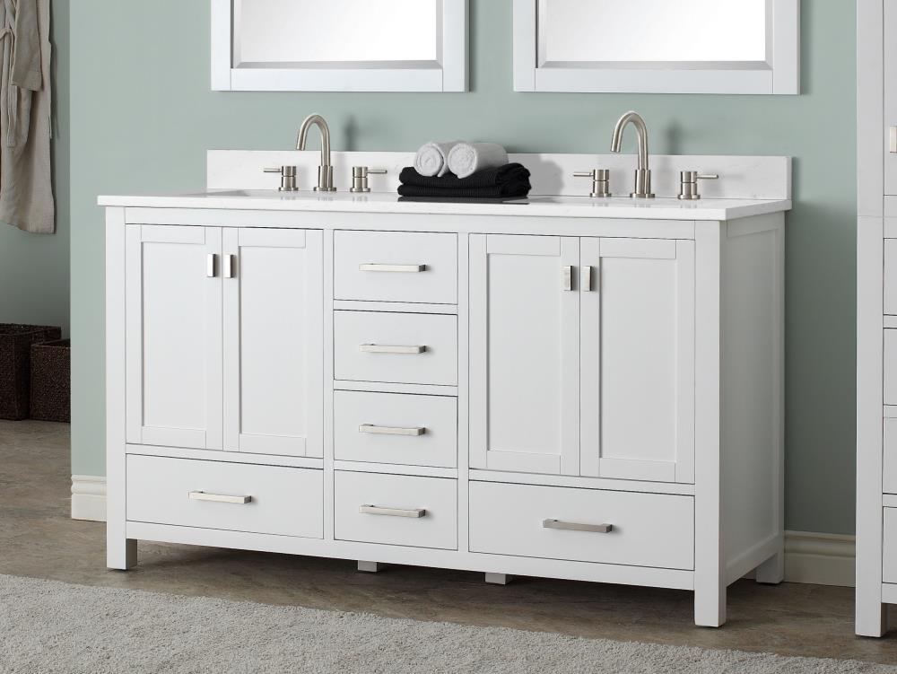 Avanity Modero 61-in White Undermount Double Sink Bathroom Vanity with ...