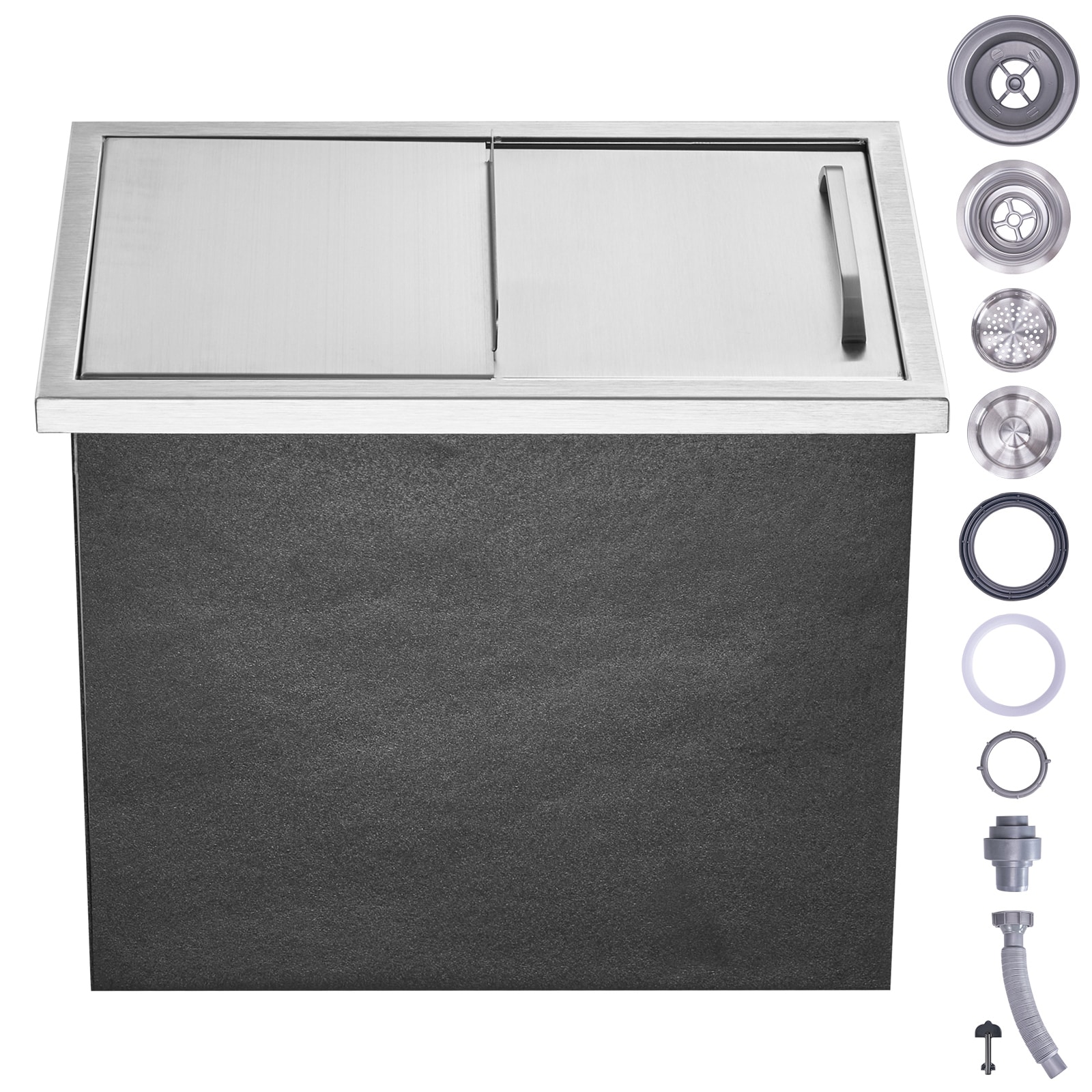 GIVIMO Drop-In Ice Chest 18x12x14.5-in Stainless Steel Ice Cooler with Sliding Cover 40.9-qt Outdoor Kitchen Ice Bar with Drain Pipe and Plug for Cold Wine and Beer