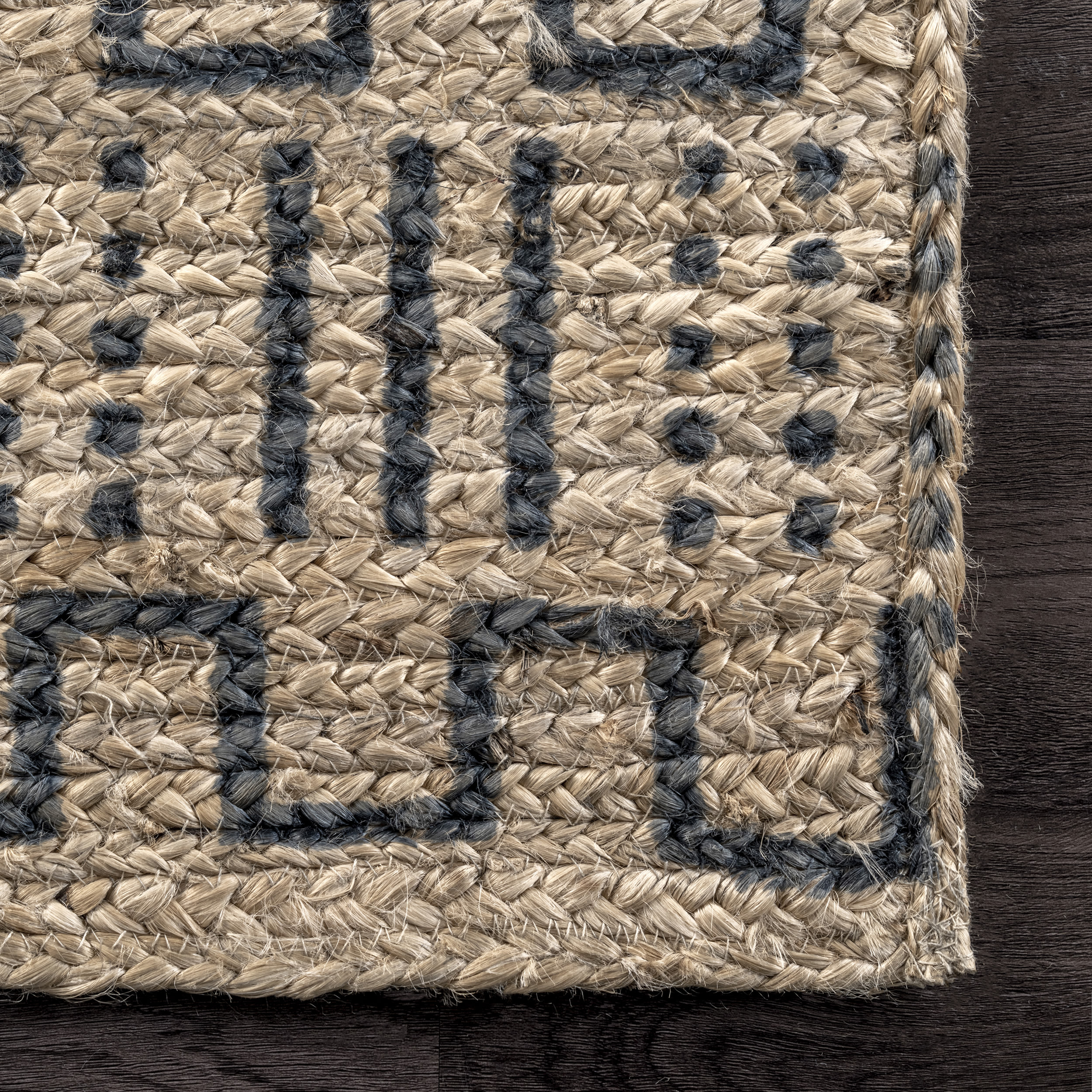 Tuareg-Inspired Handmade Braided Jute Area Rug, 5' x 8', Gray