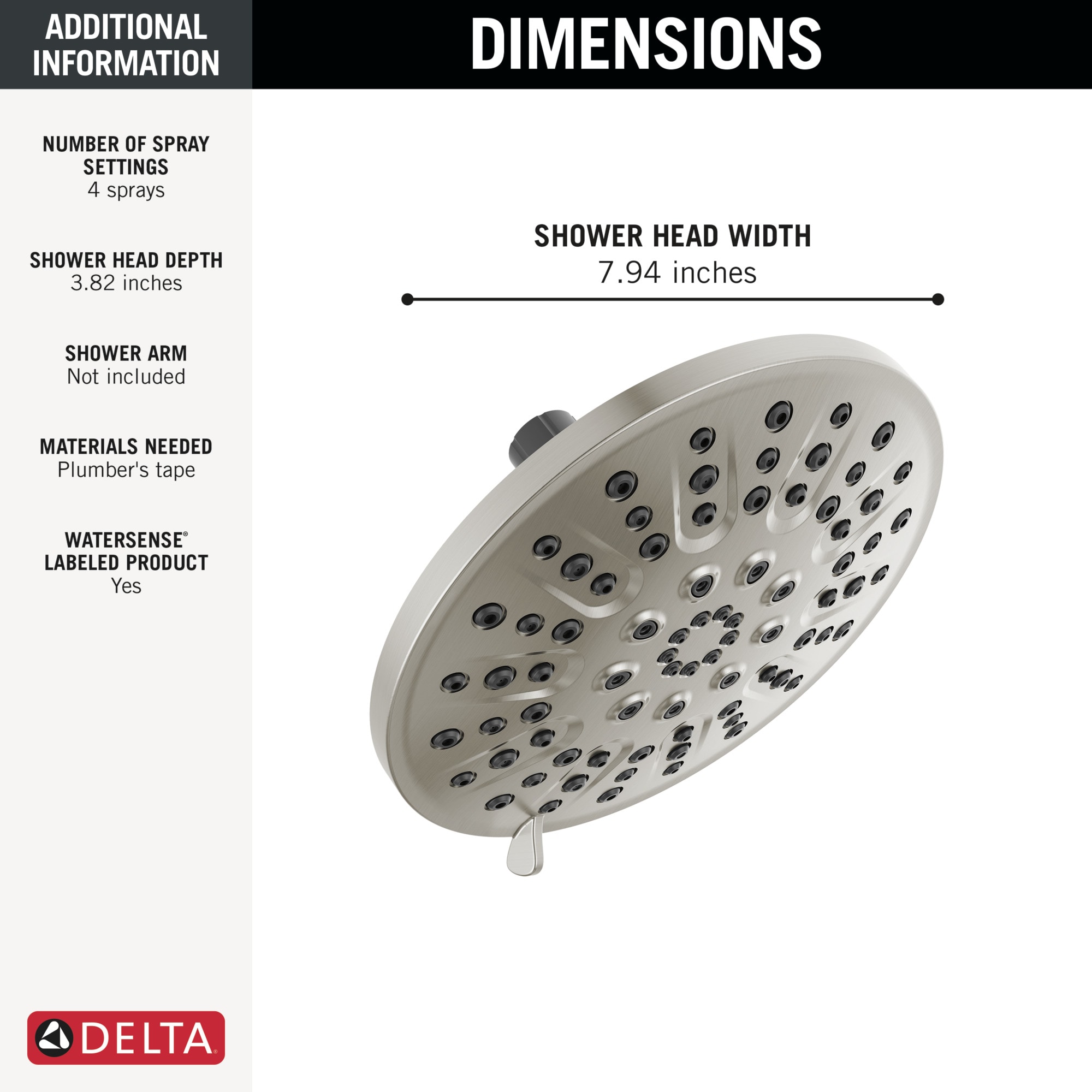 Delta 75617SN Fixed-Showerhead - View #3