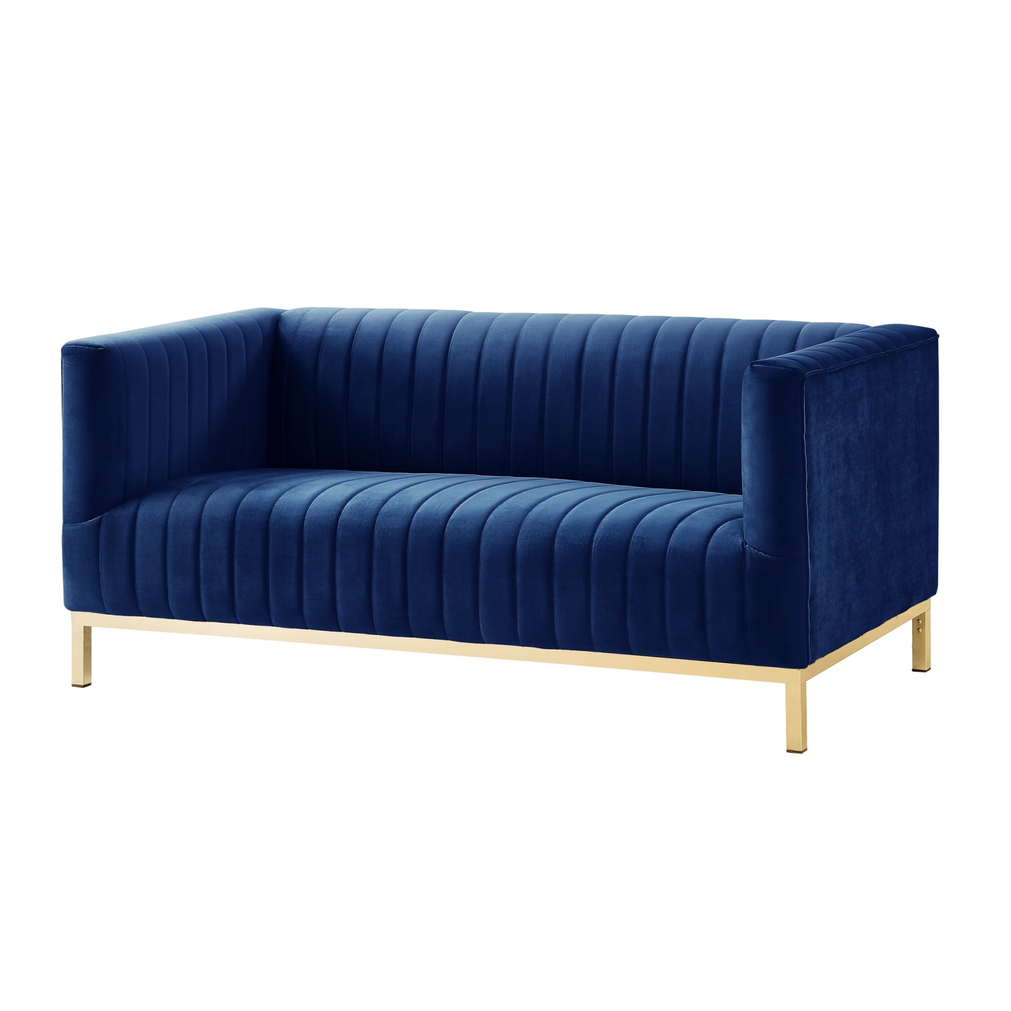 Inspired Home LS65-02NG-LS Daniel 63.4-in Glam Navy/Glold Velvet 2 -seater Loveseat