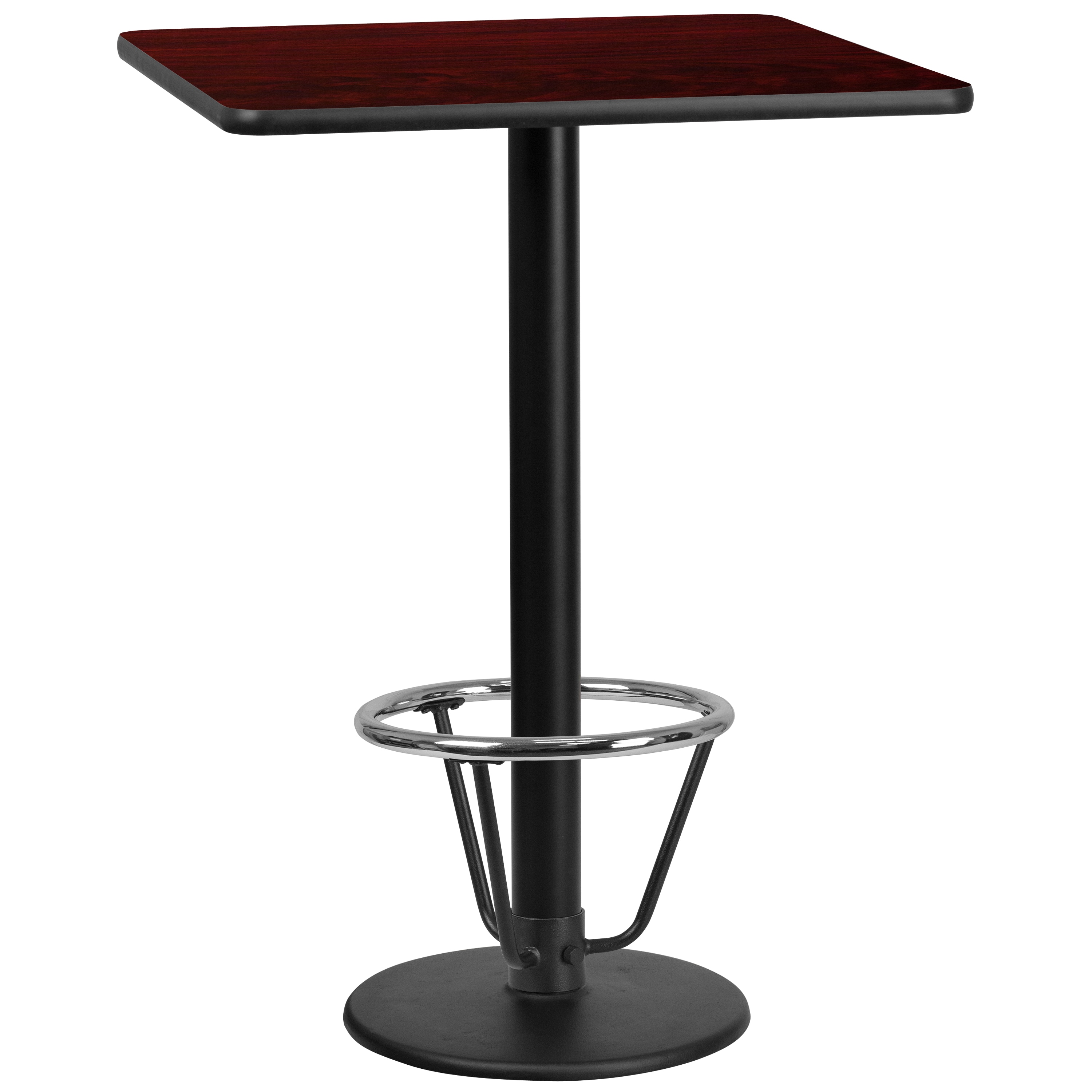 Flash Furniture 889142217886 Mahogany Contemporary/Modern Bar Table, Wood veneer with Black Metal Pedestal Base 30-Inches L x 43.13-Inches H