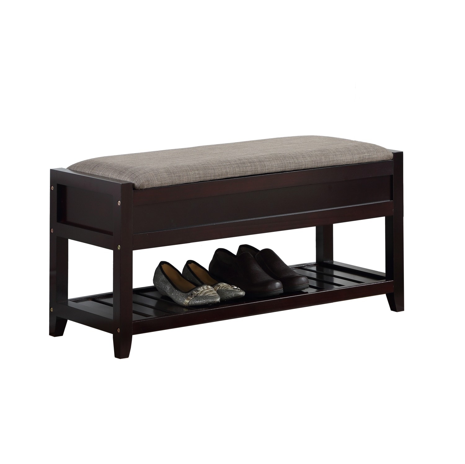 Maocao Hoom JL8384022 Modern Espresso Storage Bench with Storage 35.43-in x 13.19-in x 18.11-in