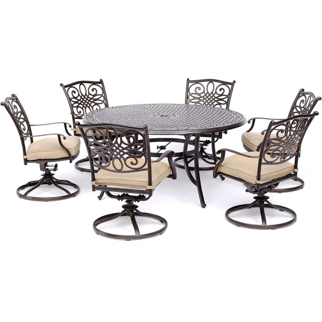 Hanover Traditions 7 Piece Bronze Patio Dining Set With Tan Cushions In The Sets Department At Com - Hanover Bronze Patio Set