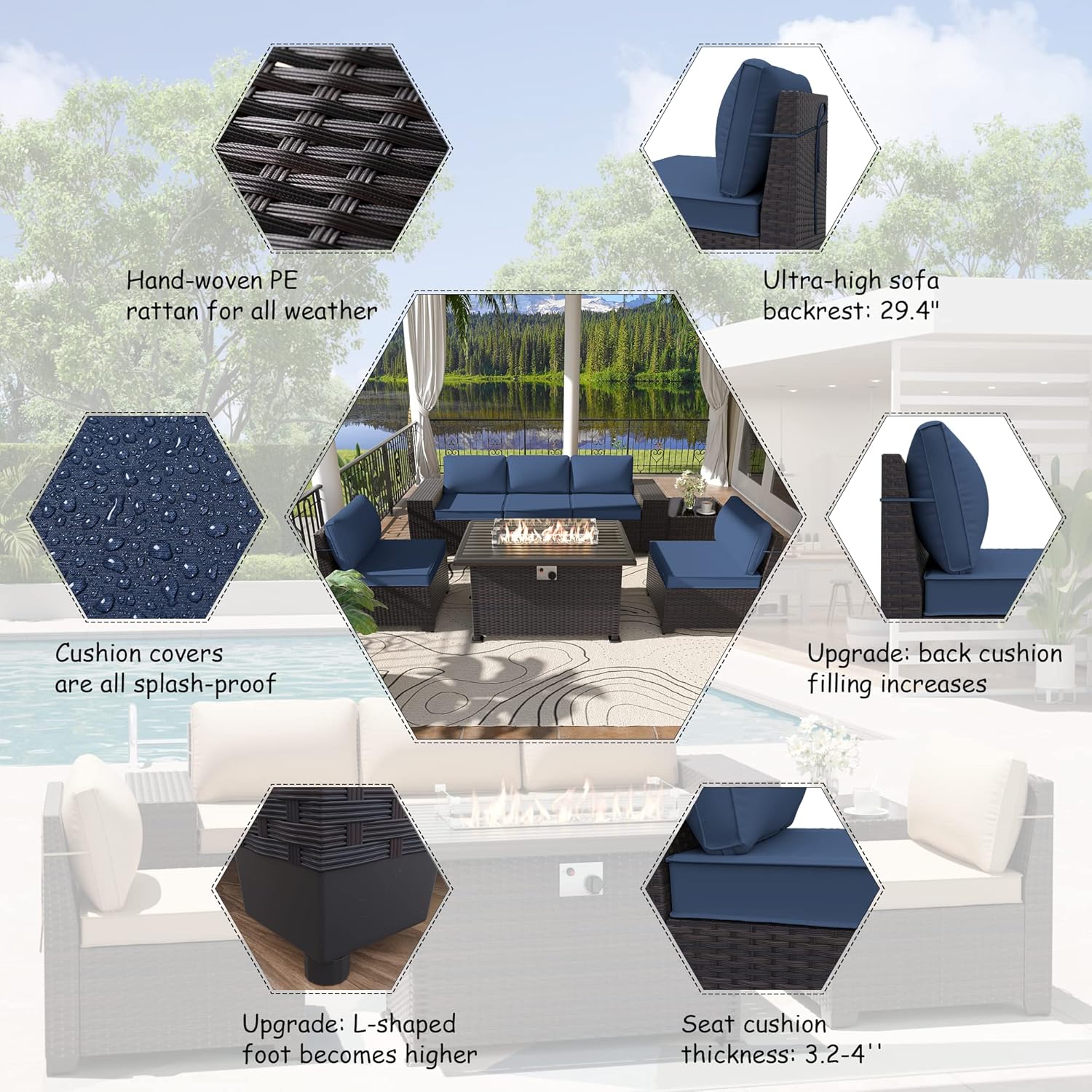 ALAULM LS-6PCS+FP-NAVY Patio-Conversation-Sets - View #5