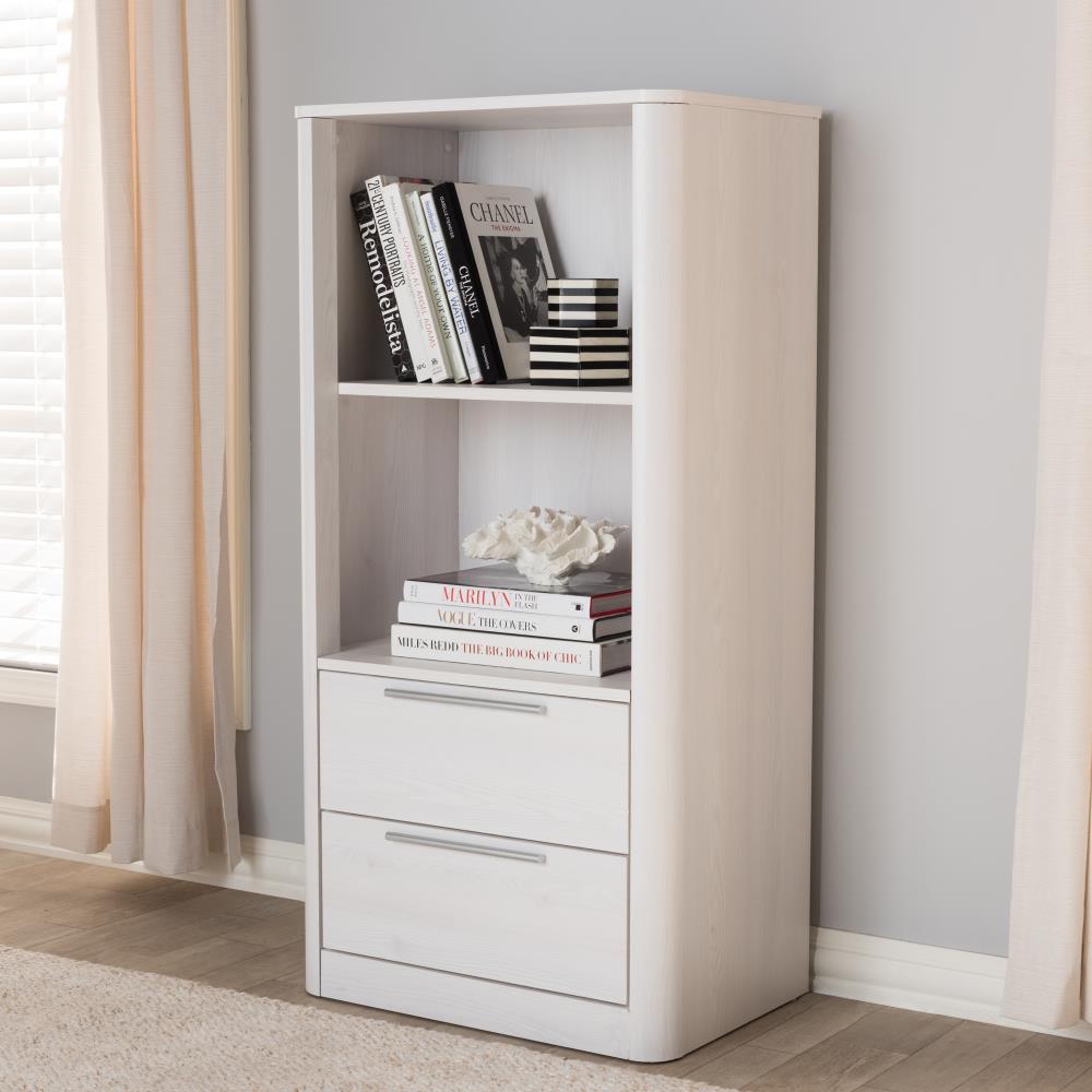 Baxton Studio Carlingford White 2-Shelf Modular Bookcase (23.62-in W x ...