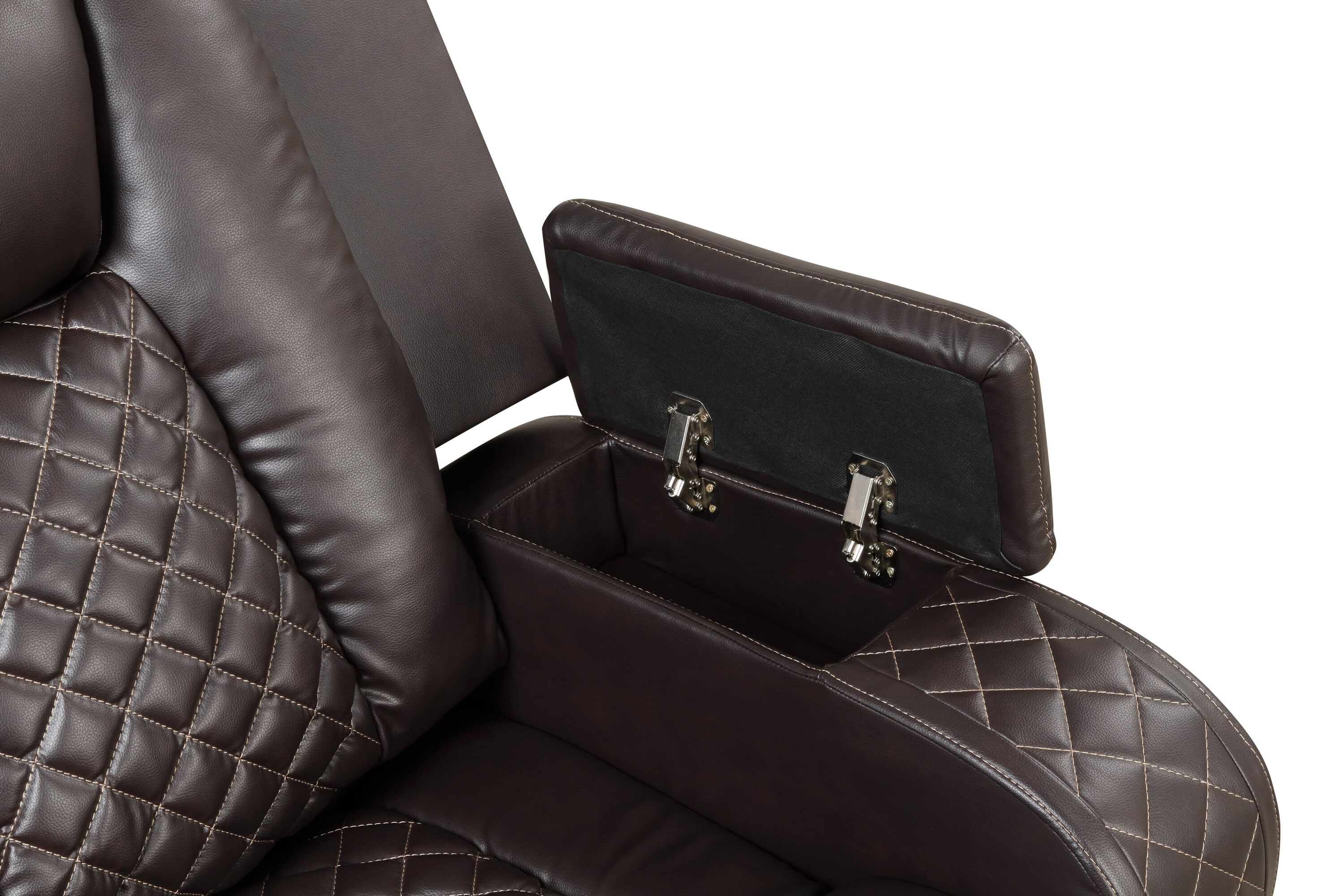 Brown Faux Leather Power Reclining Loveseat with LED Lights