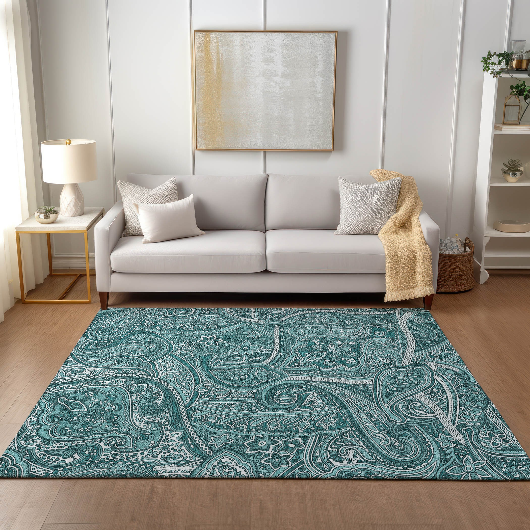 Addison Rugs ACN623TE9X12 Chantille ACN623TE 9 x 12 (ft) Polyester Teal Rectangular Indoor/Outdoor Geometric Machine washable Area rug
