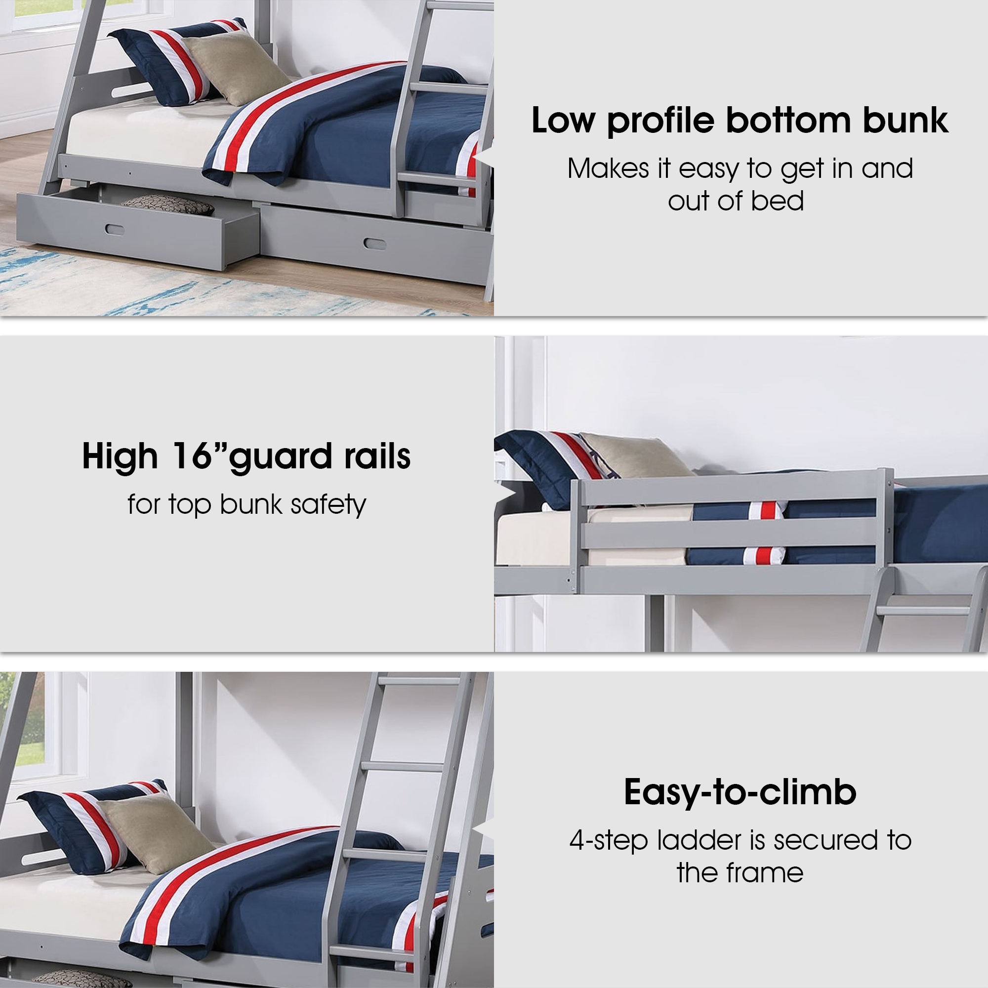 IHOMEadore MDFM-BK003GY Bunk-Beds - View #4