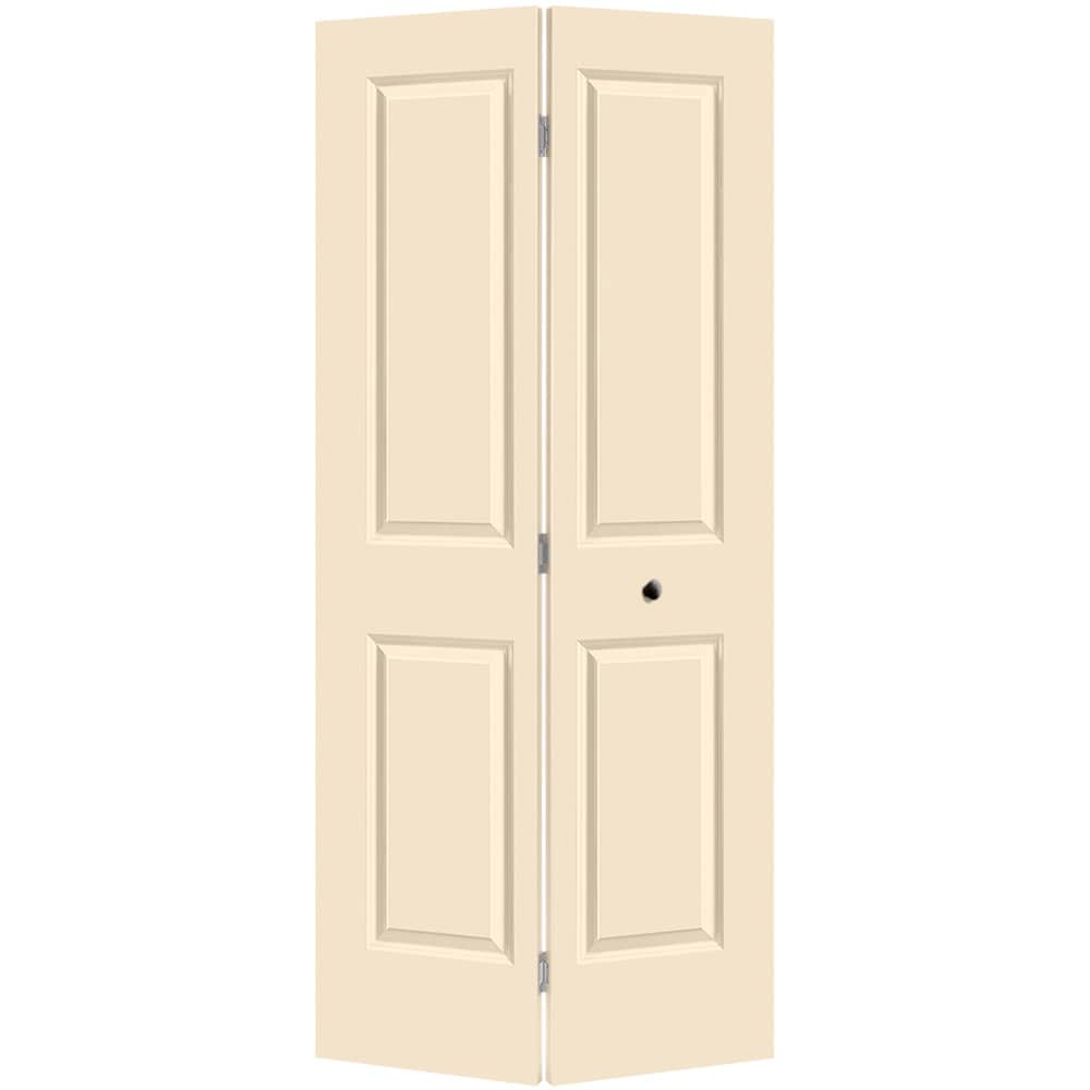 Masonite 1316238 Traditional 36-in x 80-in Cream N Sugar 4 panel square Smooth Hollow core Prefinished Molded composite Closet Bifold Door ( Hardware Included )