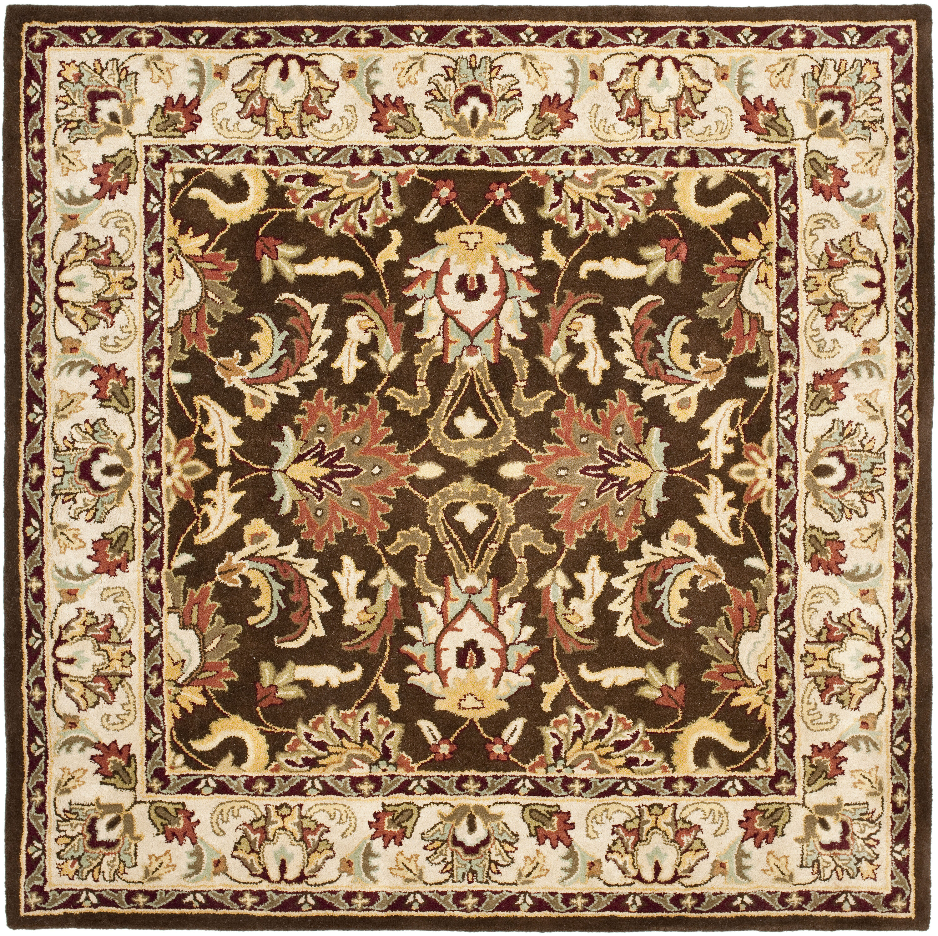 Elegant Heritage Hand-Tufted Wool Square Rug in Blue - 6'x6'