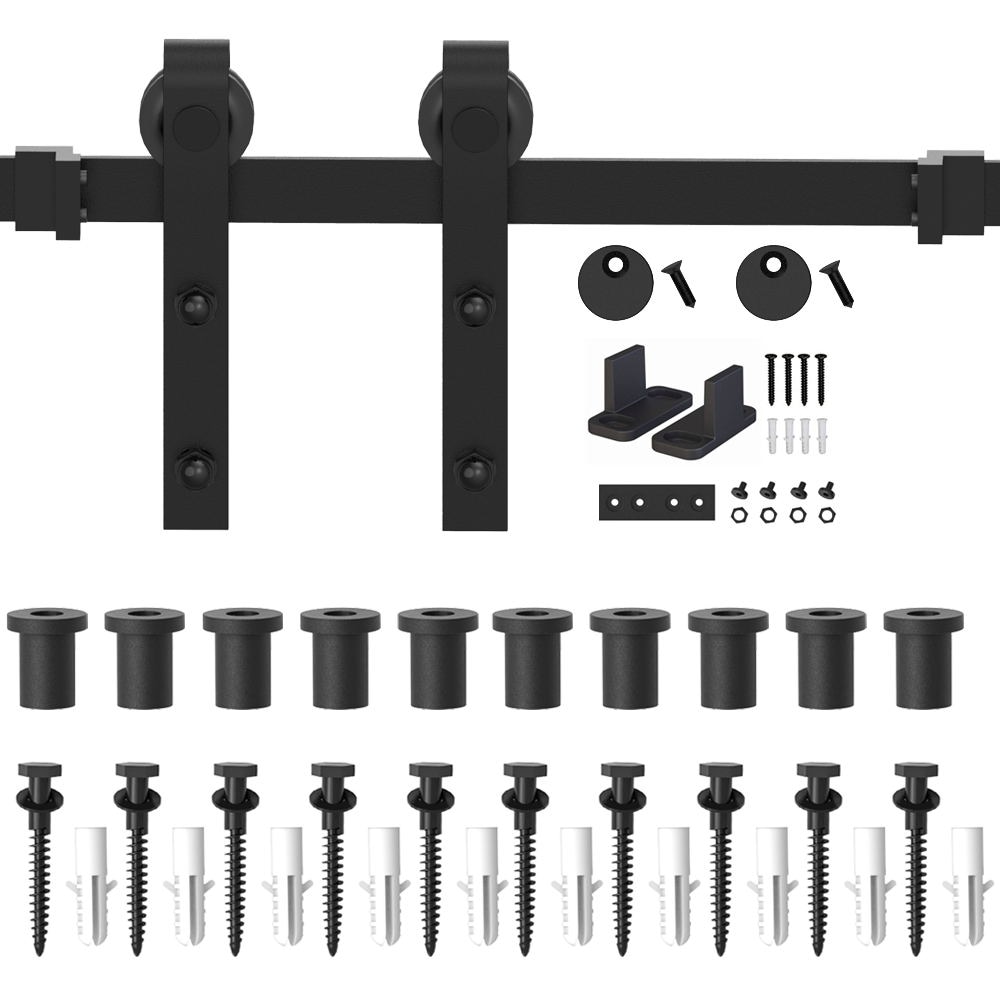 WINSOON GCM3743 168-in Matte Matte Black Indoor J-strap Single Barn door hardware kit