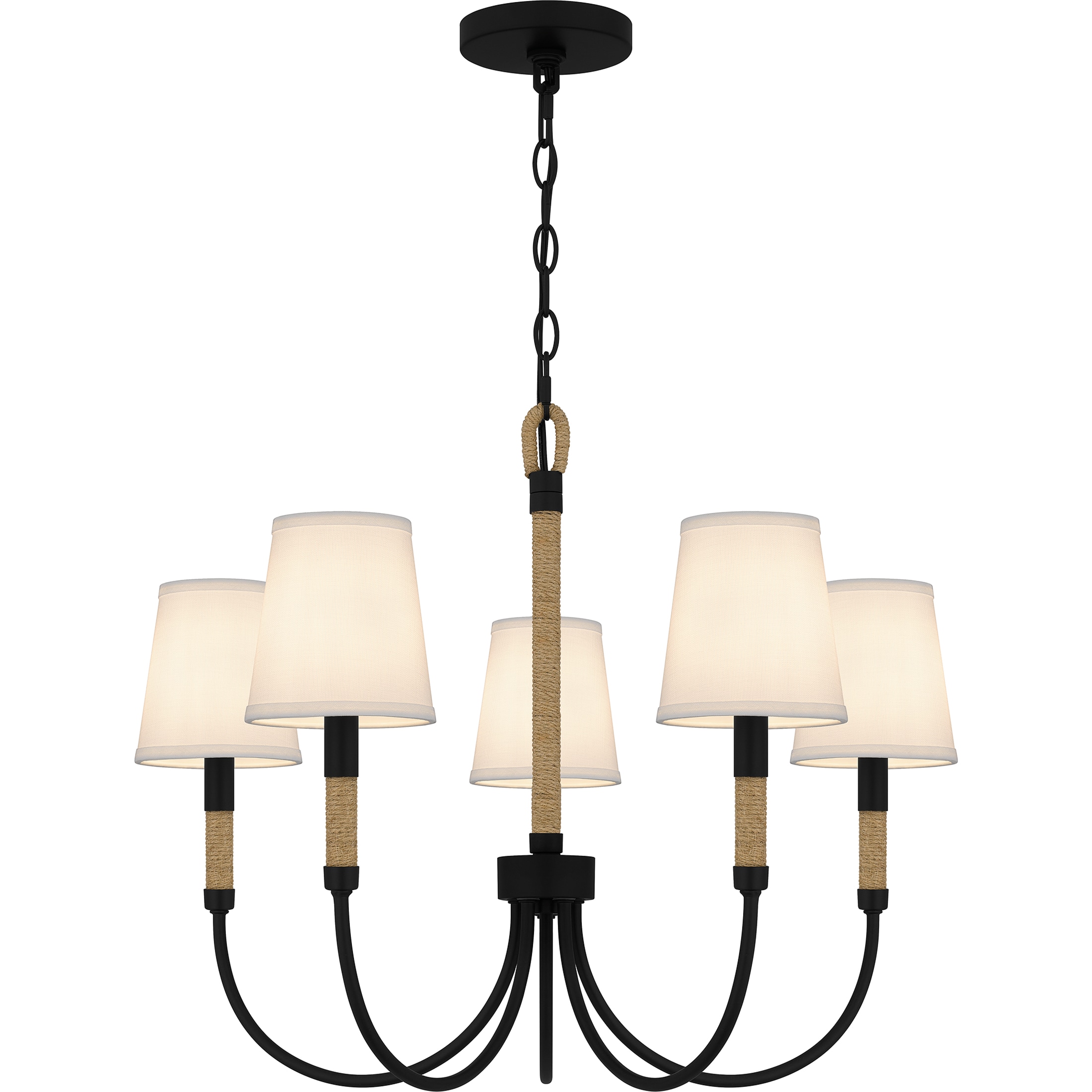 Quoizel BYL5025MBK Bayside 5 -Light Matte Black Coastal For Use in Bathrooms, Bedrooms, Dining Rooms, Foyers, Kitchens, Living Rooms Chandelier
