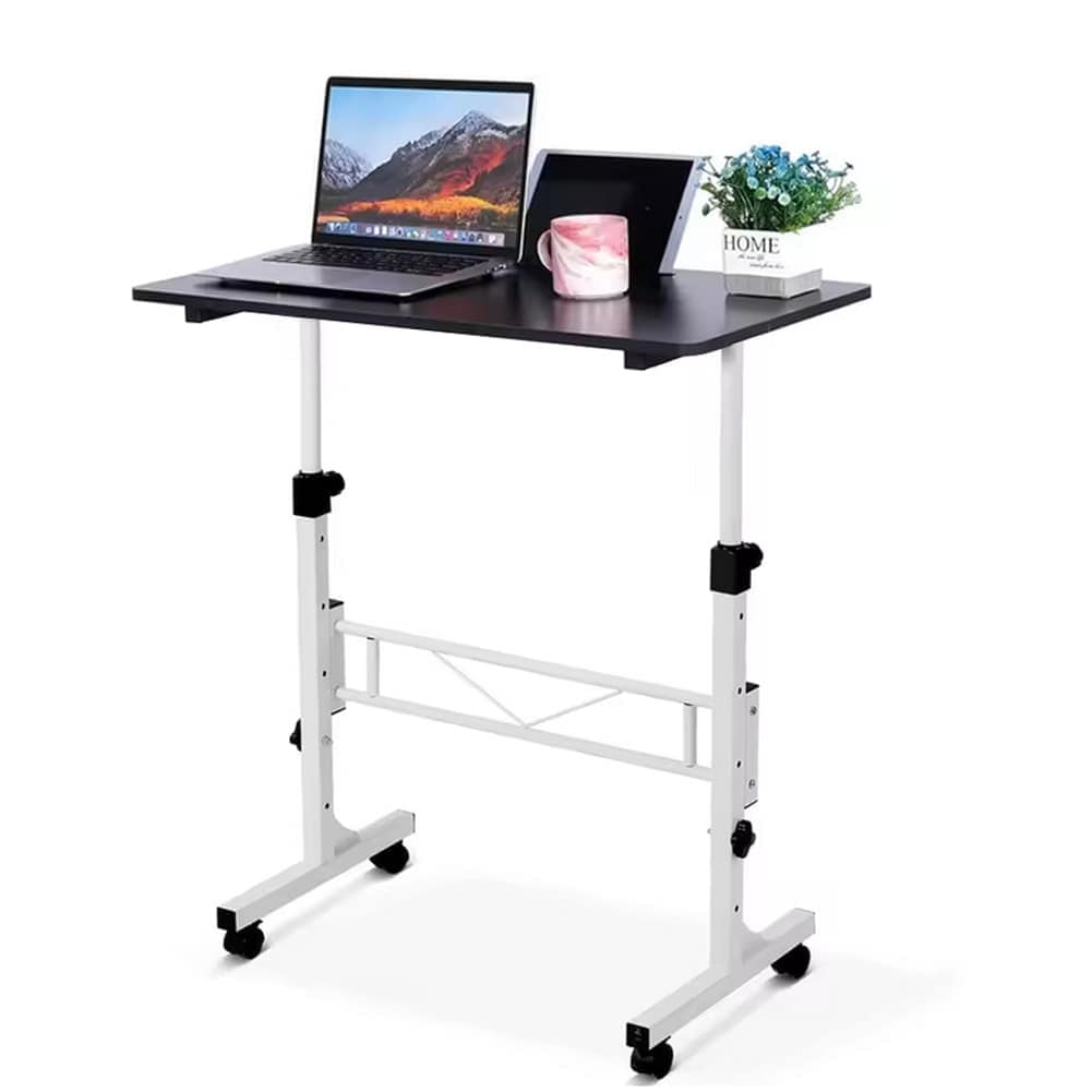 Qeetex NL-PEP-333PTVWV Black Creperture Height Adjustable Desk with Wheels PC Table Small Computer Desk Standing Desk Mobile Desk for Bedroom Office Sofa