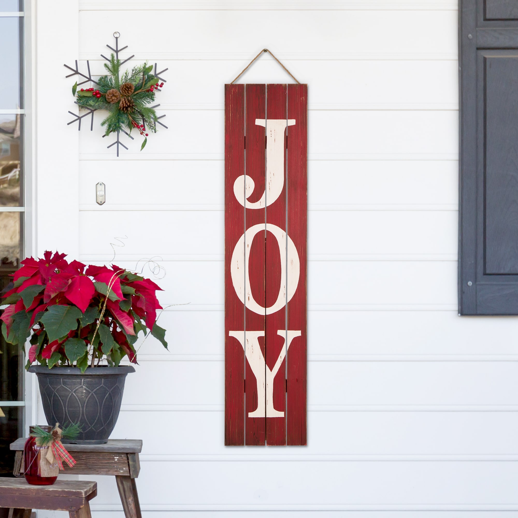 Glitzhome 42-in Joy Free Standing Decoration in the Outdoor Christmas ...