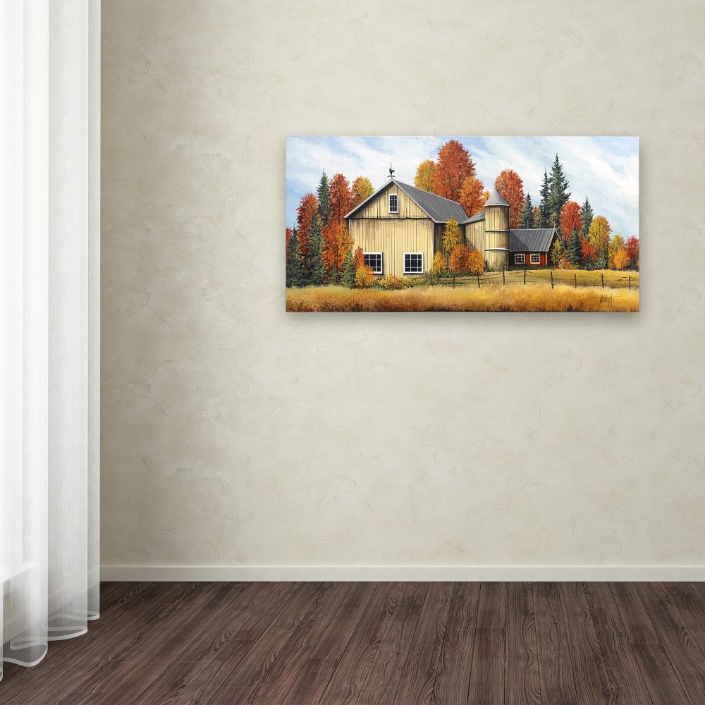 Trademark Fine Art ALI13052-C1224GG Debbi Wetzel "Yellow Barn Fall" 12x24 Canvas Art Debbi Wetzel Multicolor Framed 24-Inches H x 12-Inches W Landscape Canvas Print