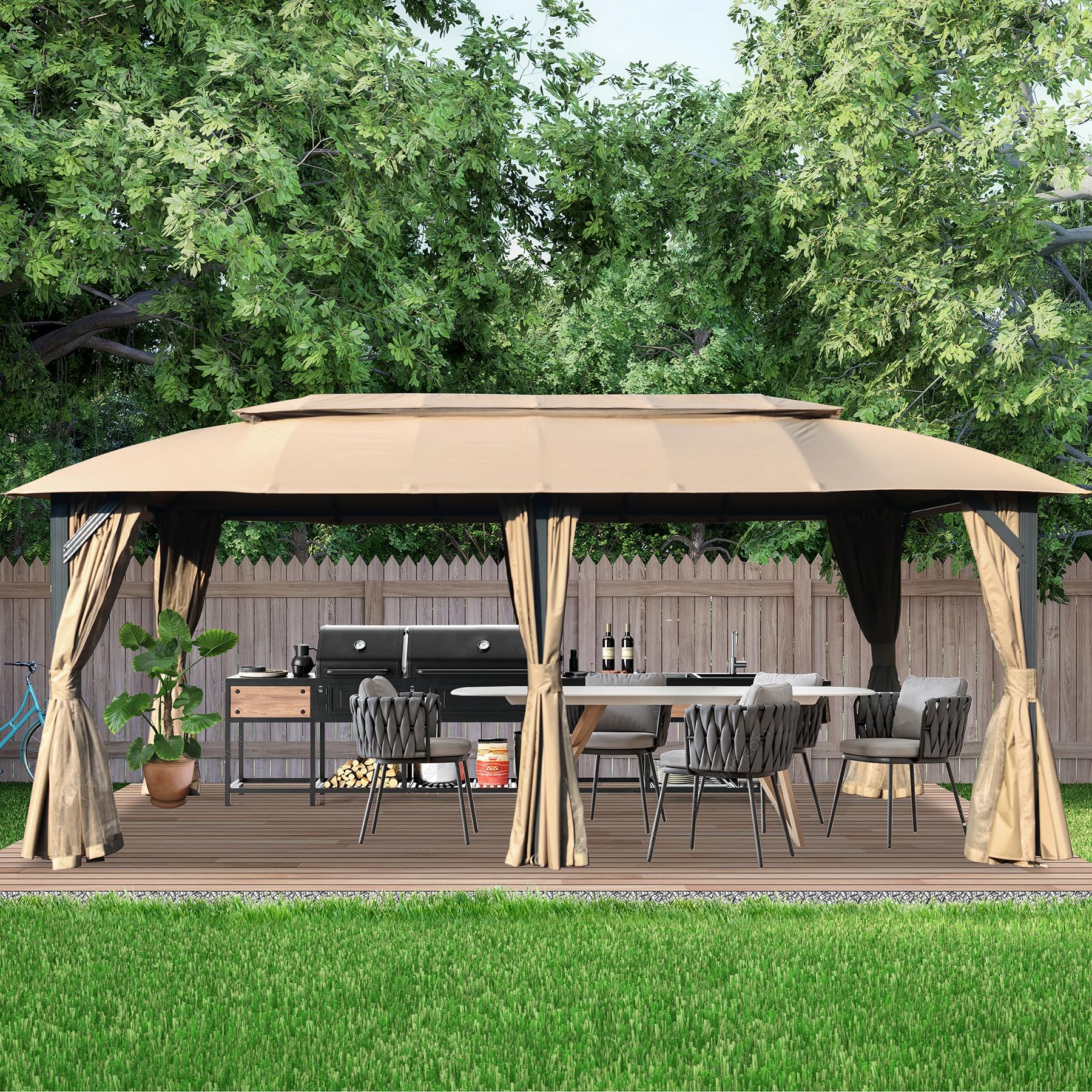 JIMSMAISON BOCPCG39BRO 10-ft x 20-ft Brown Rectangle Soft top Roof (Screen Included)