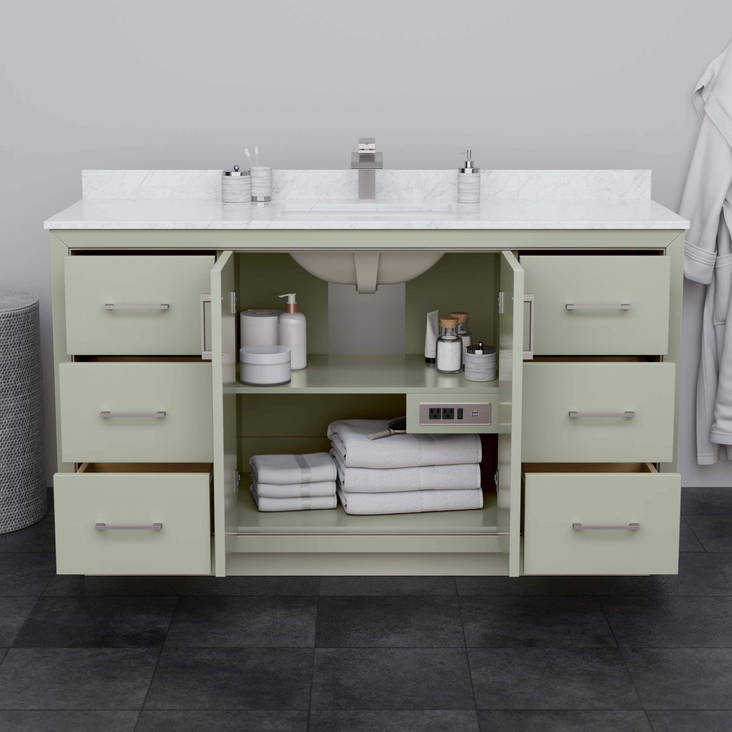 Wyndham Collection WCF111160SLGWQUNSMXX Bath-Vanity-Combo - View #3