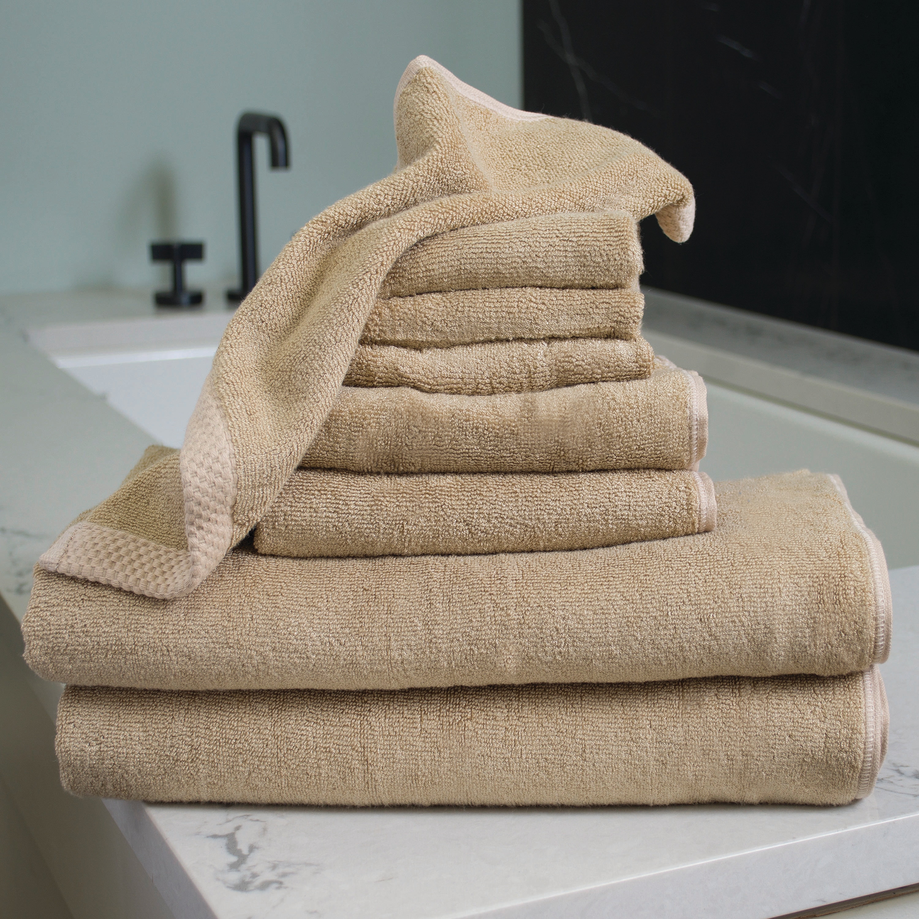 BedVoyage 3-Piece Sand Viscose From Bamboo Quick Dry Bath Sheet