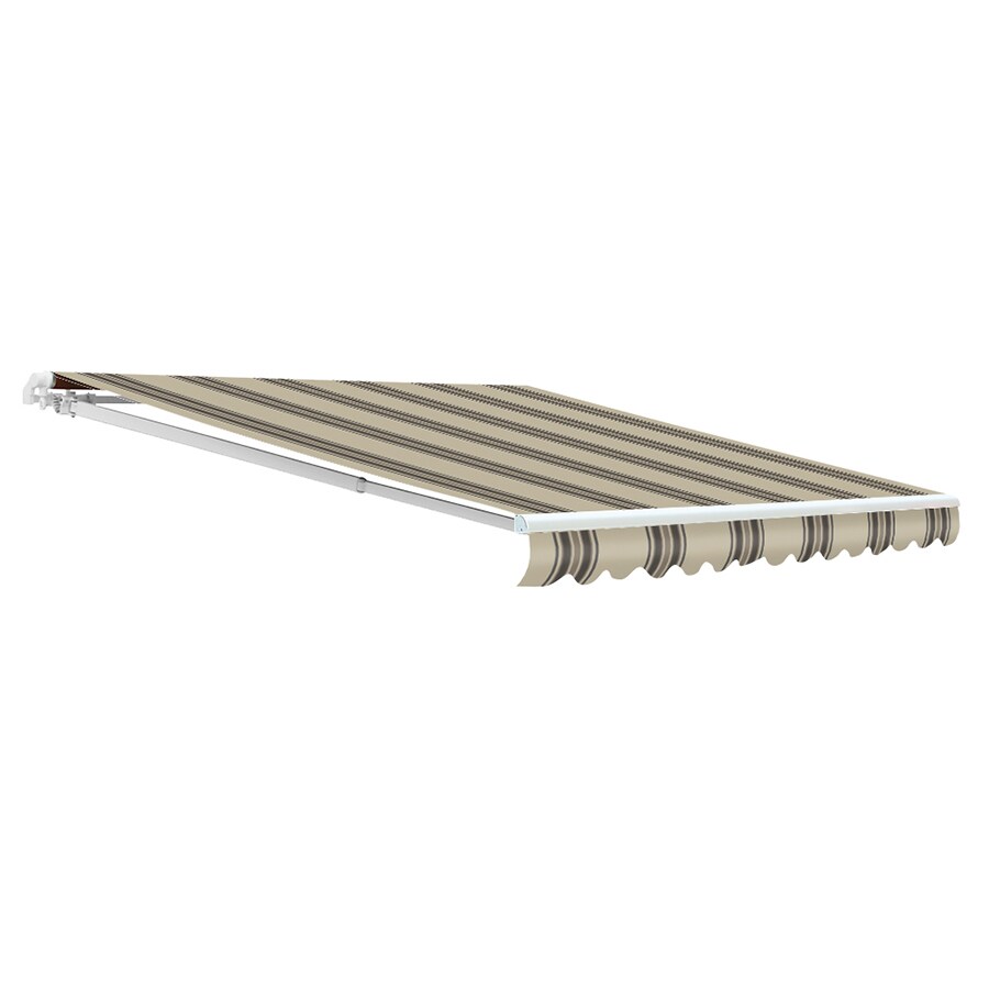 NuImage Awnings KNS04120G0756 120-in Wide x 96-in Projection x 9-in Height Fabric Fog Striped Manual Retractable Patio Awning