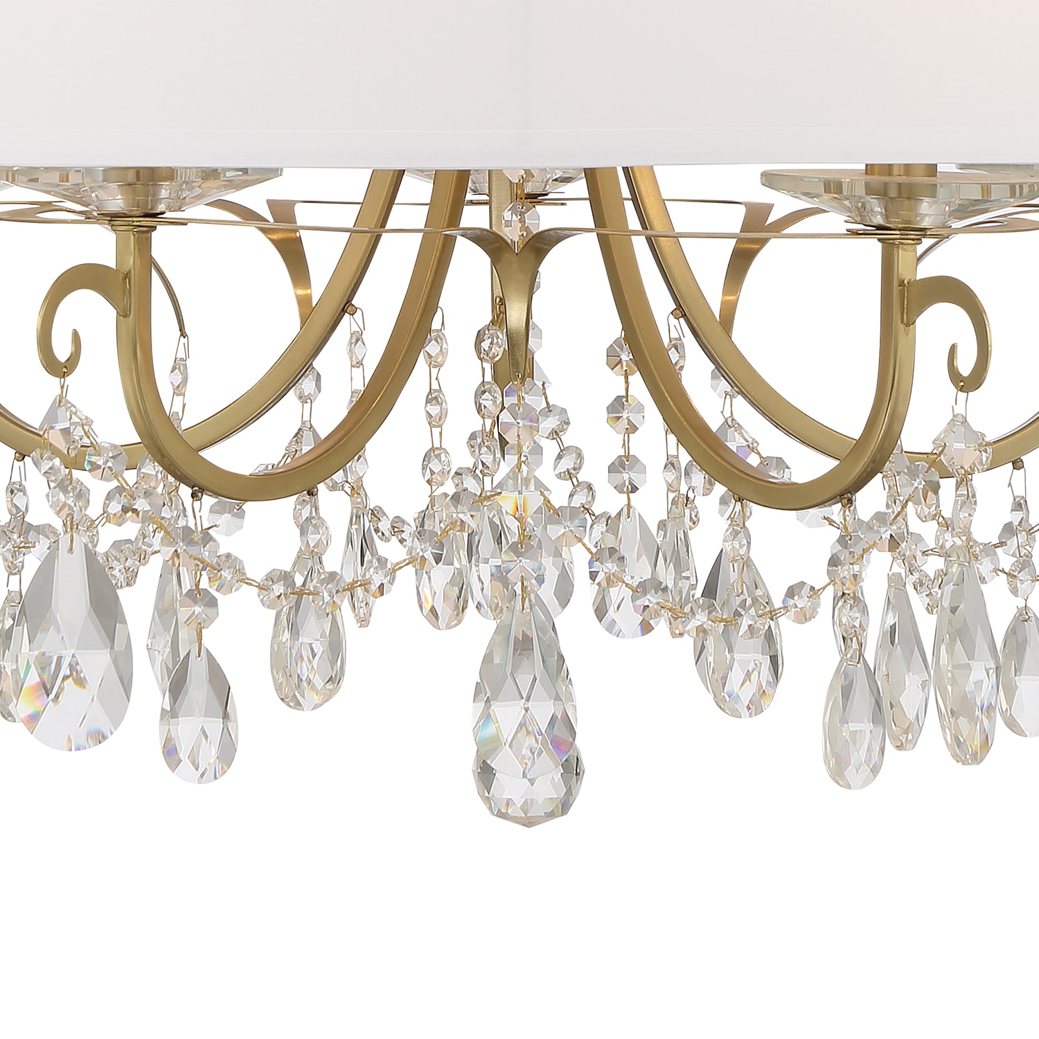 Vibrant Gold 5-Light Chandelier with Clear Crystal & Silk Shade