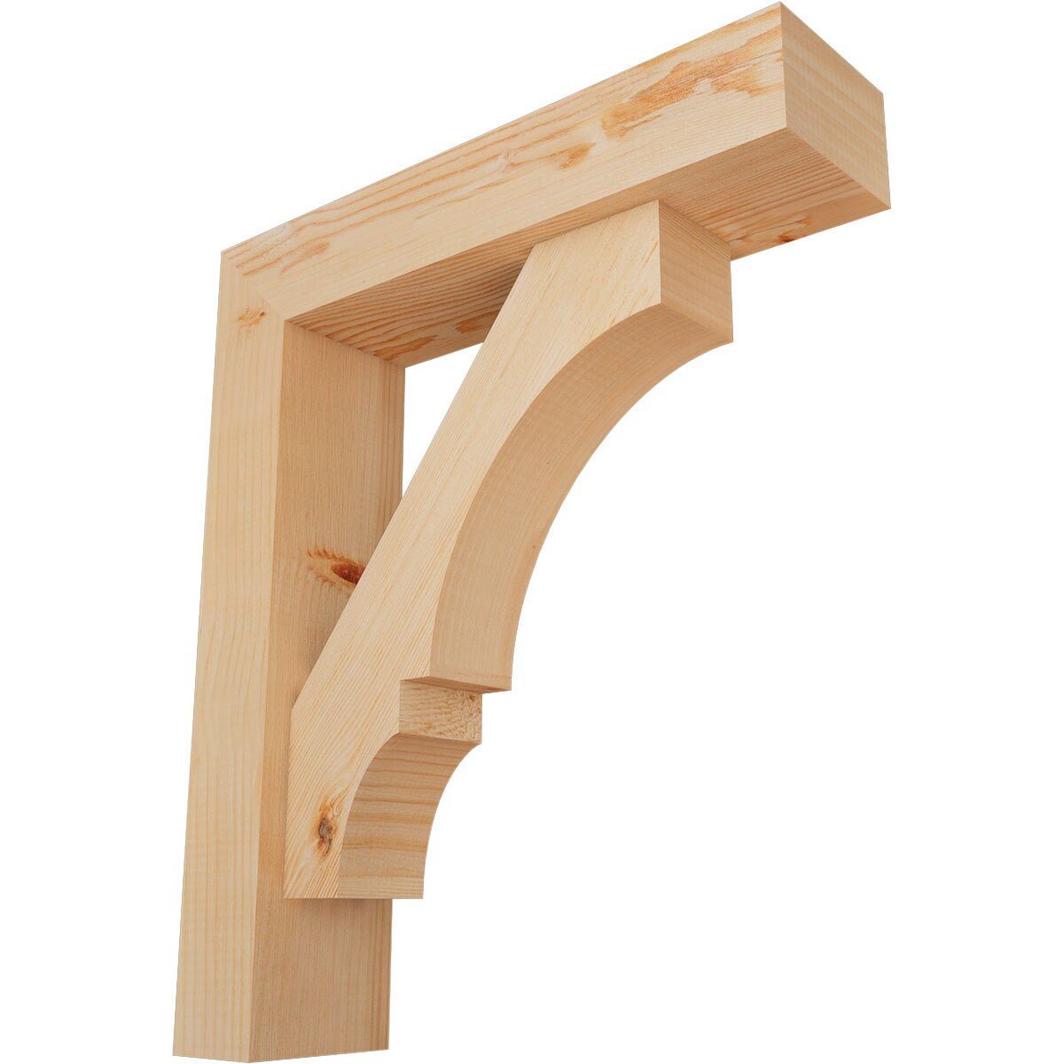 Ekena Millwork 1462142 Balboa Block Smooth Bracket with Offset Brace 5-1/2-in x 22-in x 26-in Douglas fir Brown Wood Standard bracket