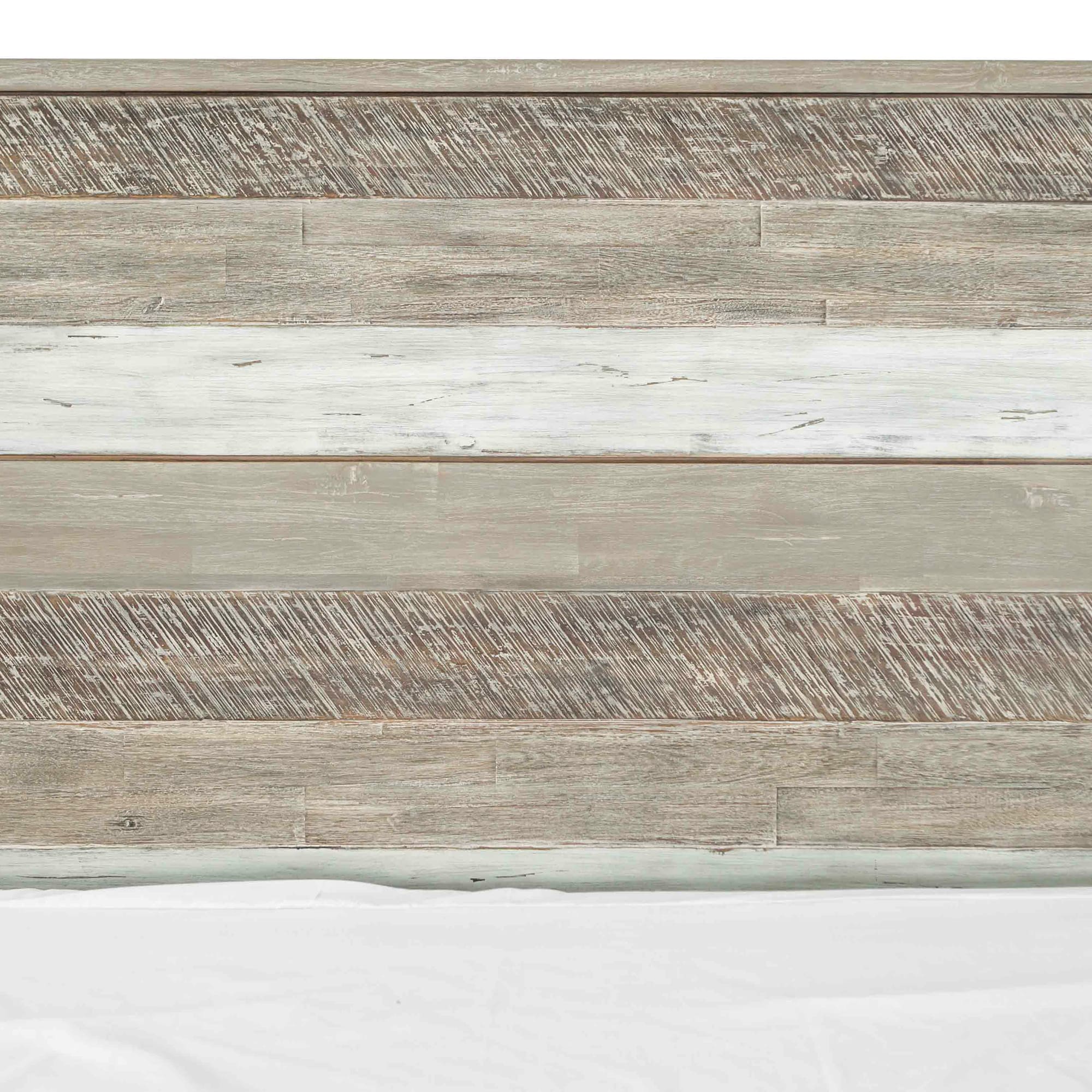 Transitional Two-Tone Acacia Wood King Platform Bed with Headboard