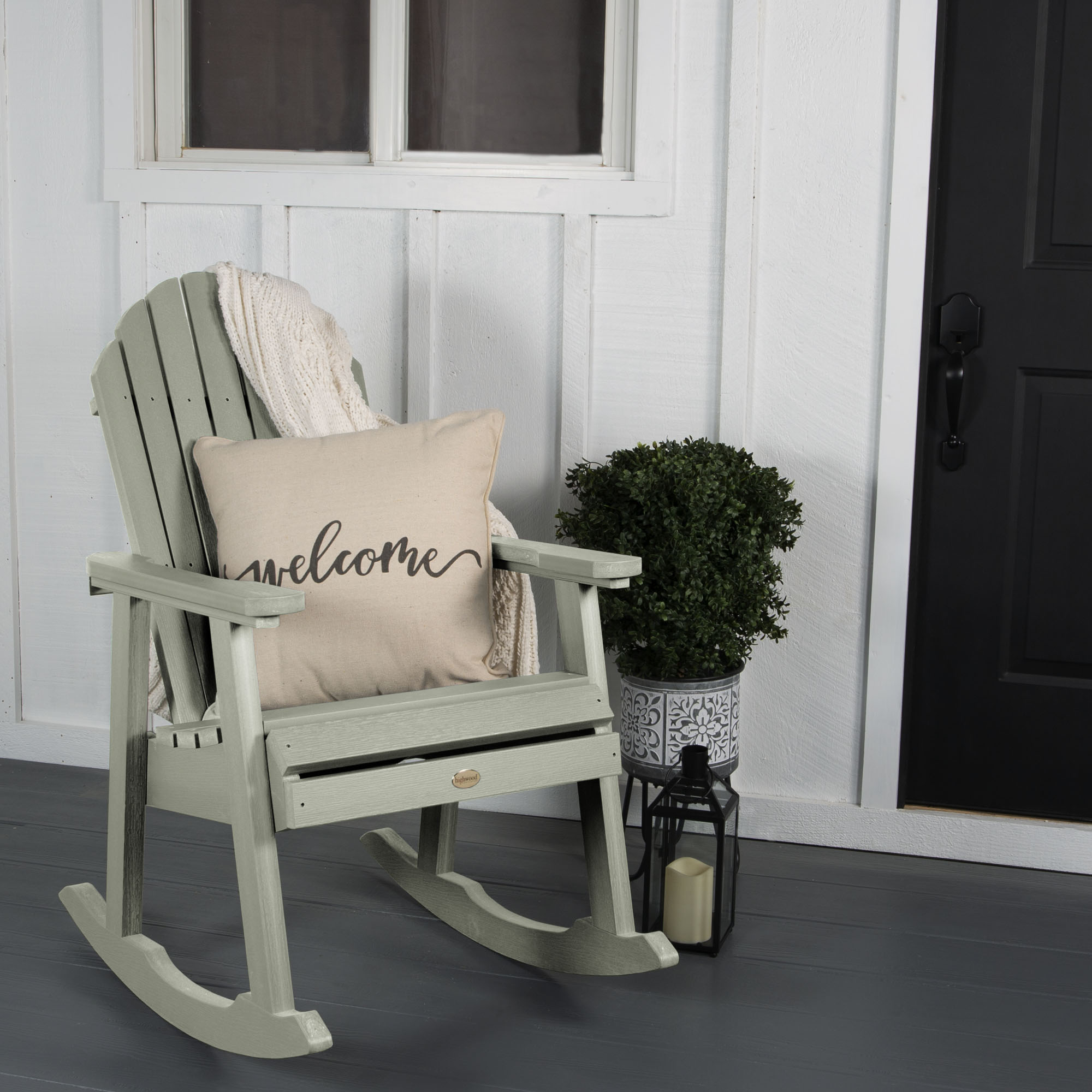 highwood AD-RKCH6-EUC Hamilton Eucalyptus Poly-lumber Frame Stationary Rocking Chair with Slat Seat