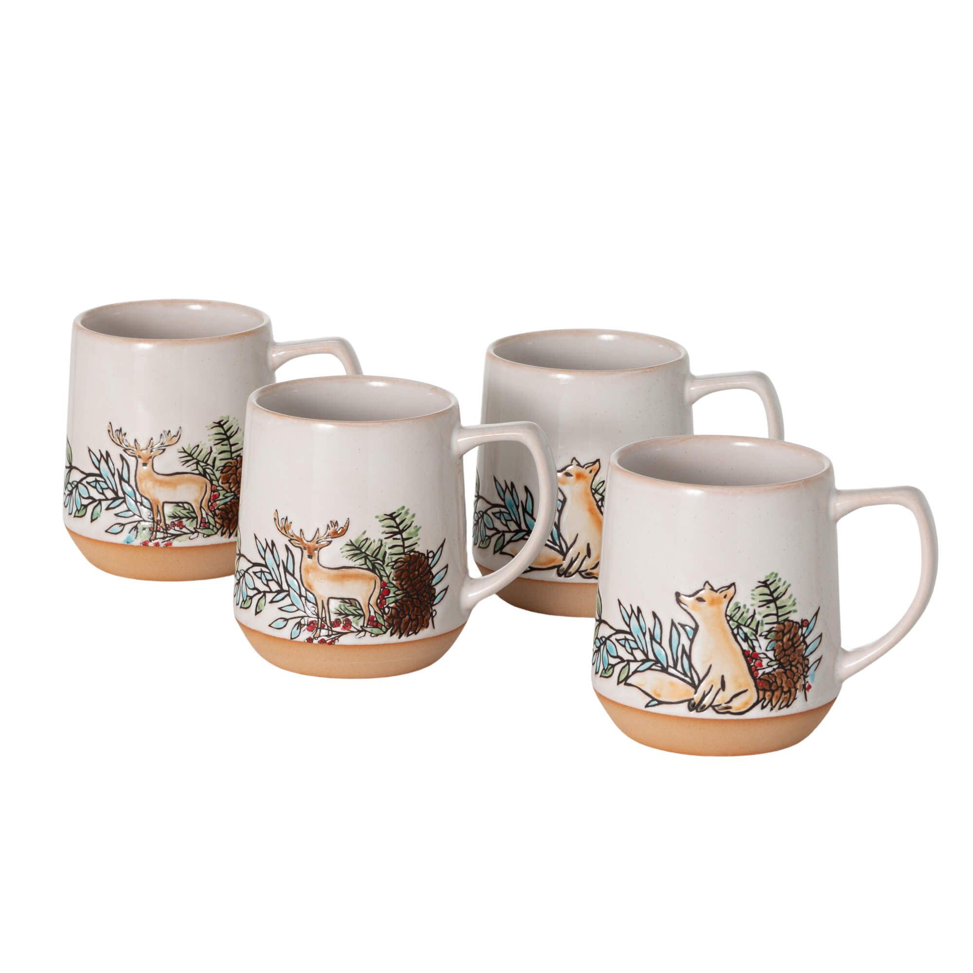 Sullivans PN4049 Cabin Christmas 8-fl oz Ceramic Cream Novelty Drinkware Set of: 4