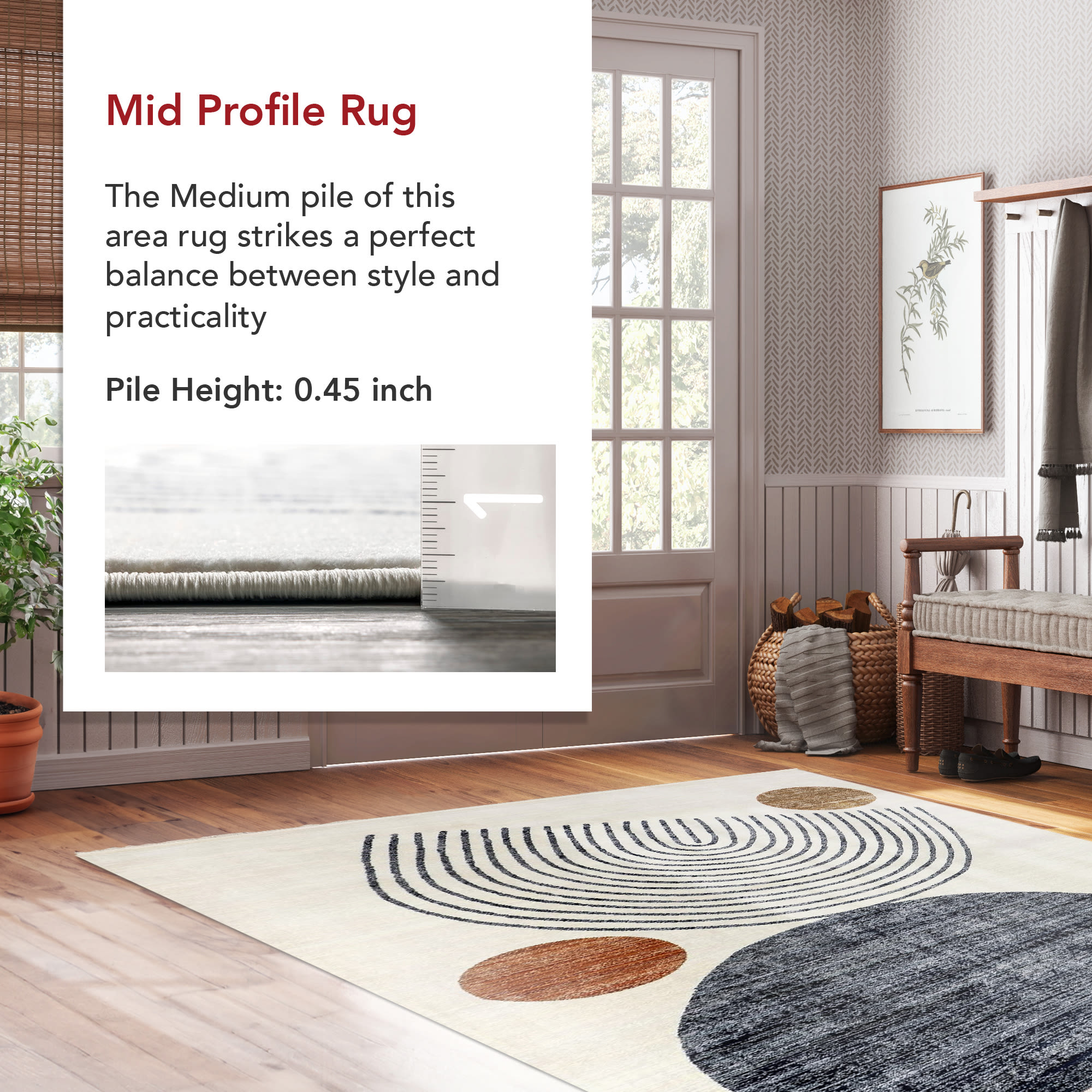 Beige Abstract Synthetic Washable Area Rug with Fringe