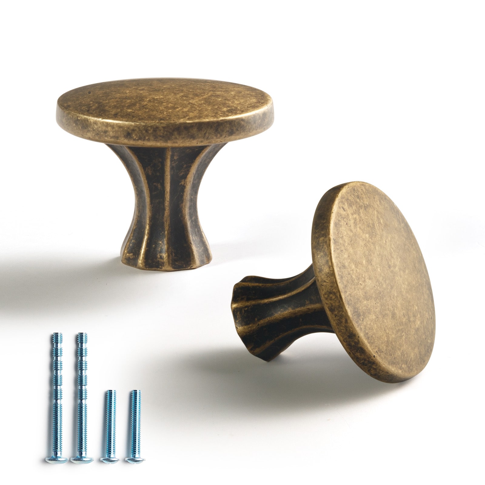 Miaokesen 1011GT-DK 1-2/5-in Antique Brass Round Classic Cabinet Knob 6 -Pack