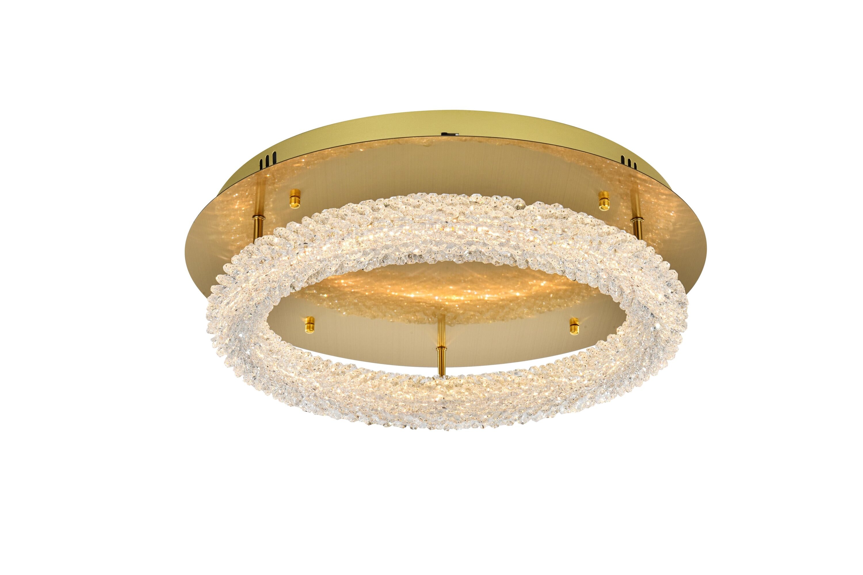 Bowen 22" Satin Gold Crystal LED Flush Mount Light