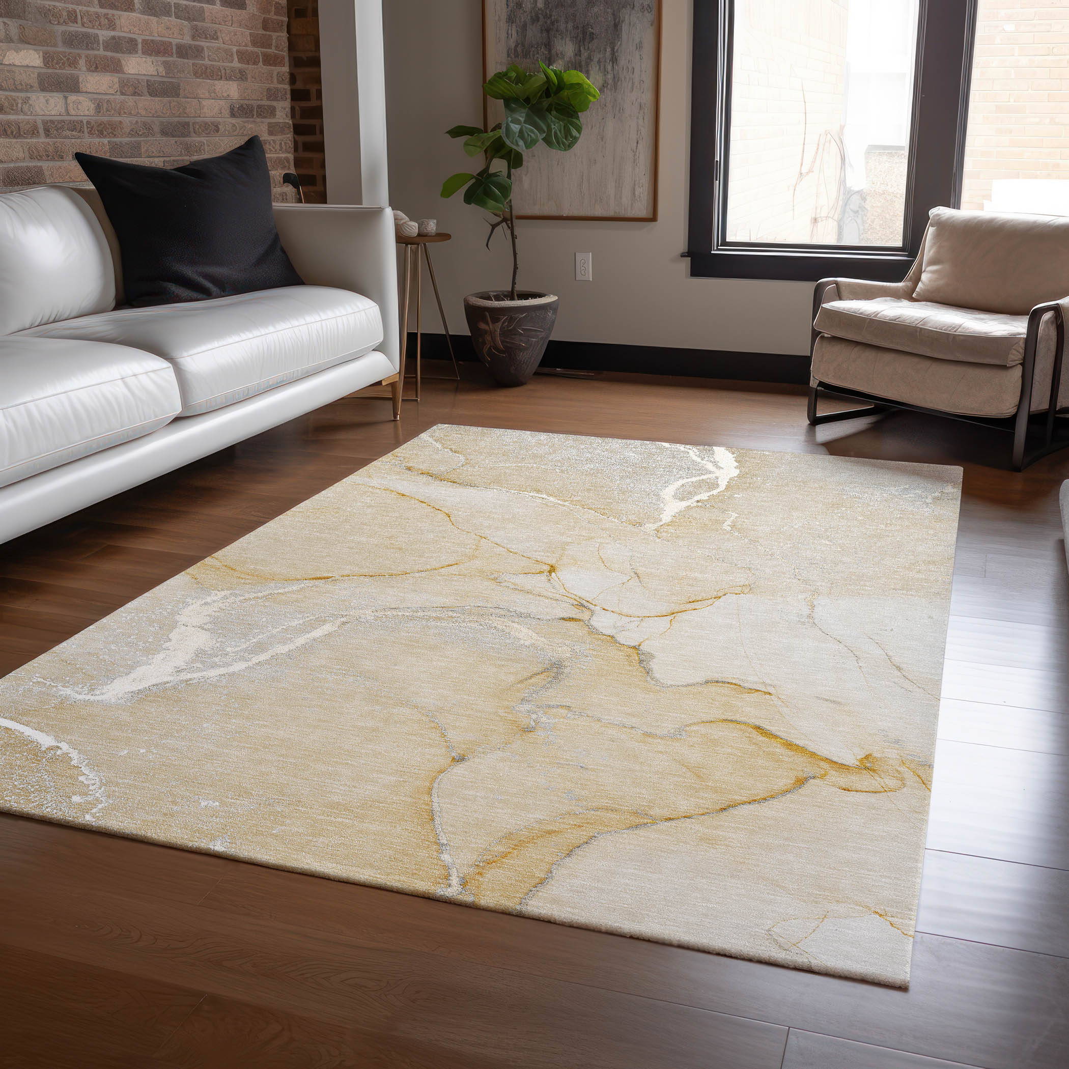 Addison Rugs ACN510BG30X46 Chantille ACN510BG 2 x 3 (ft) Polyester Beige Rectangular Indoor/Outdoor Abstract Machine washable Area rug