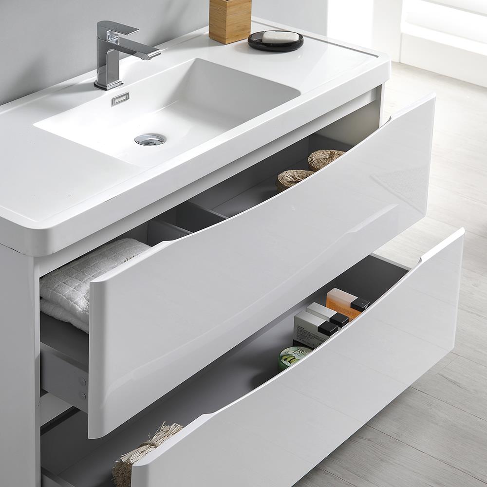 Fresca Tuscany 40-in Glossy White Single Sink Bathroom Vanity with ...