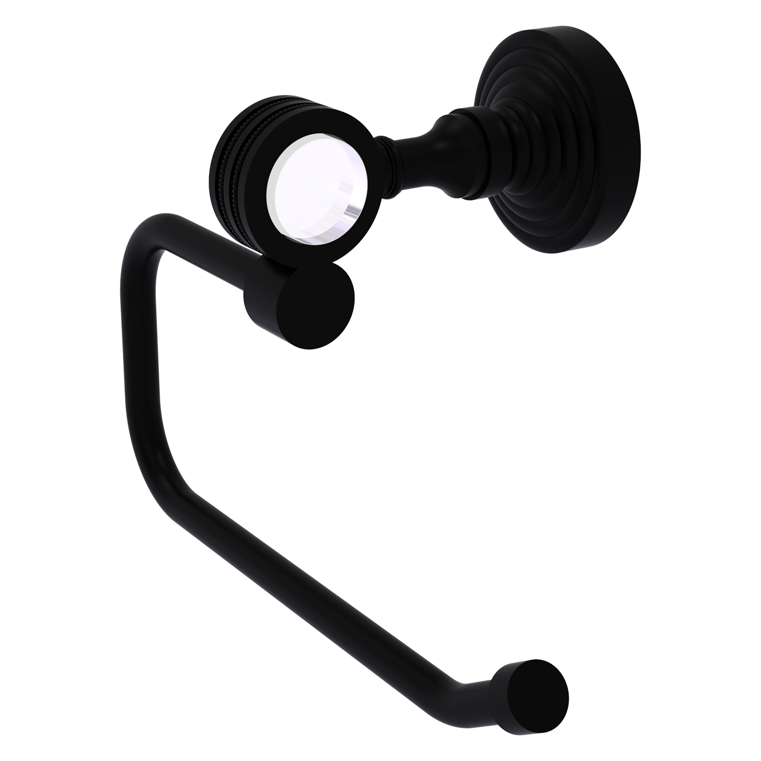 Allied Brass PG-24ED-BKM Pacific Grove Matte Black Wall mount Single post Toilet Paper Holder 1 -Rolls with Storage